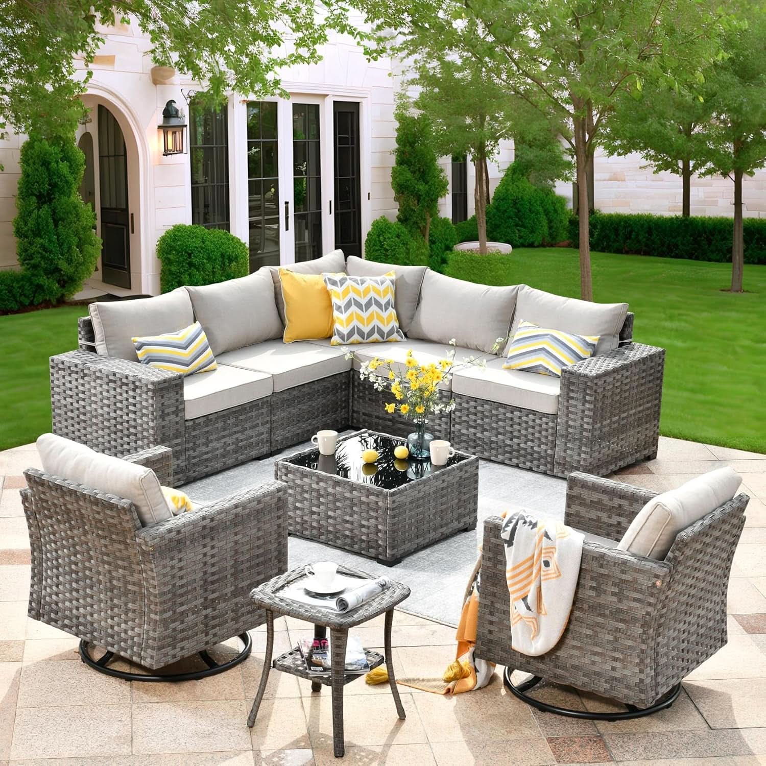 Modern Modular Outdoor Wicker Sectional Sofa Set