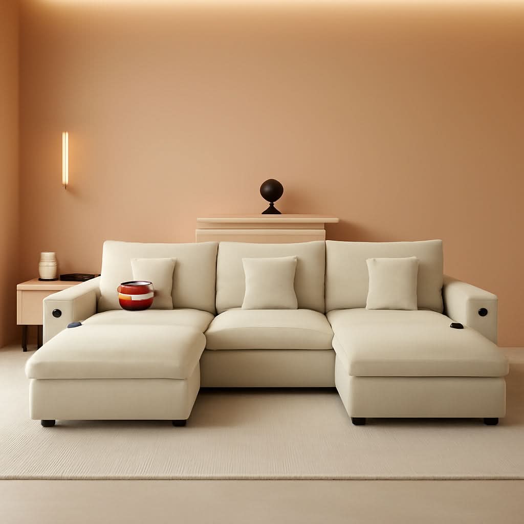 Modern Modular Sectional Sofa with Ottoman and Pillows