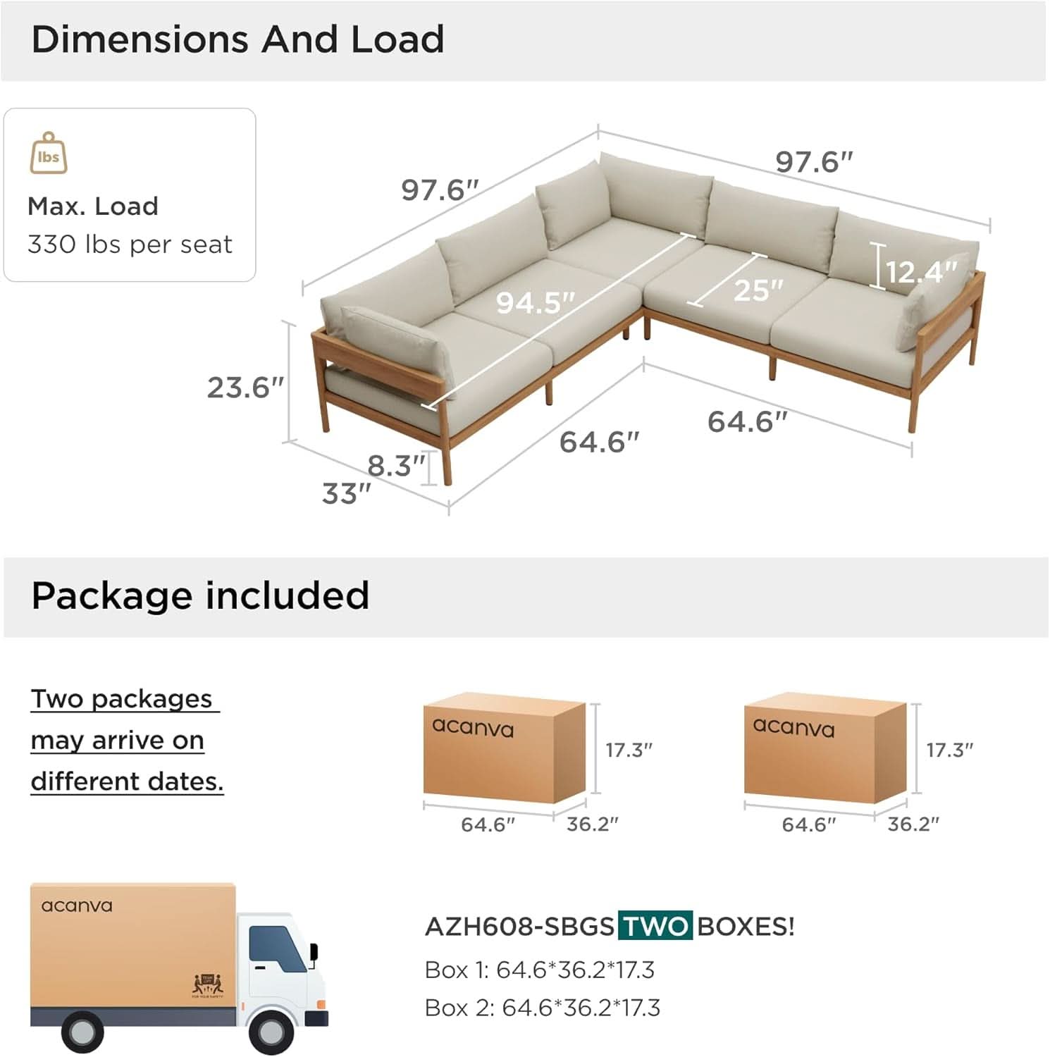 Modern Outdoor Sectional Sofa Set with Thick Cushions