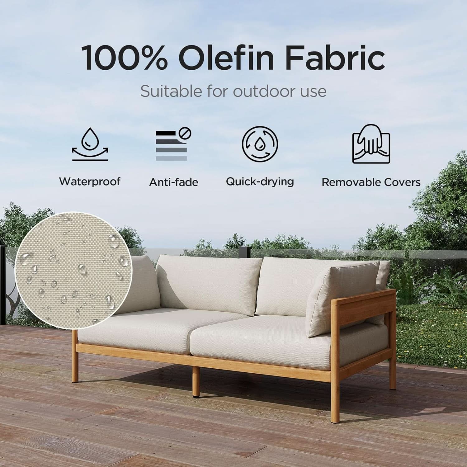 Modern Outdoor Sectional Sofa Set with Thick Cushions