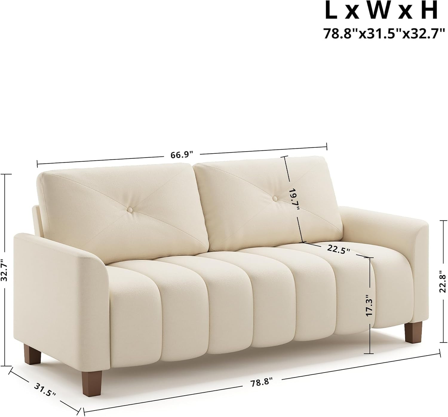 Modern Oversized Loveseat Sofa with Deep Comfortable Seating