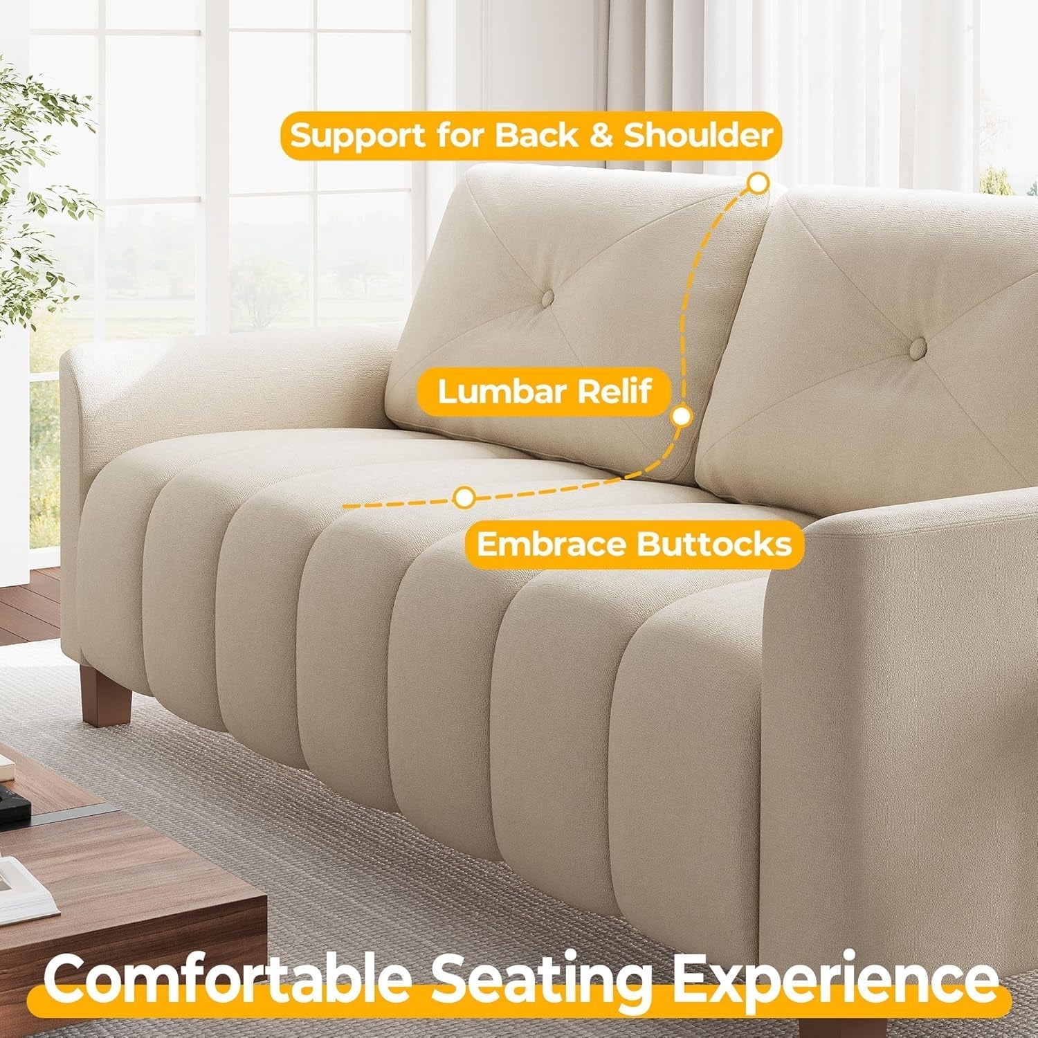 Modern Oversized Loveseat Sofa with Deep Comfortable Seating