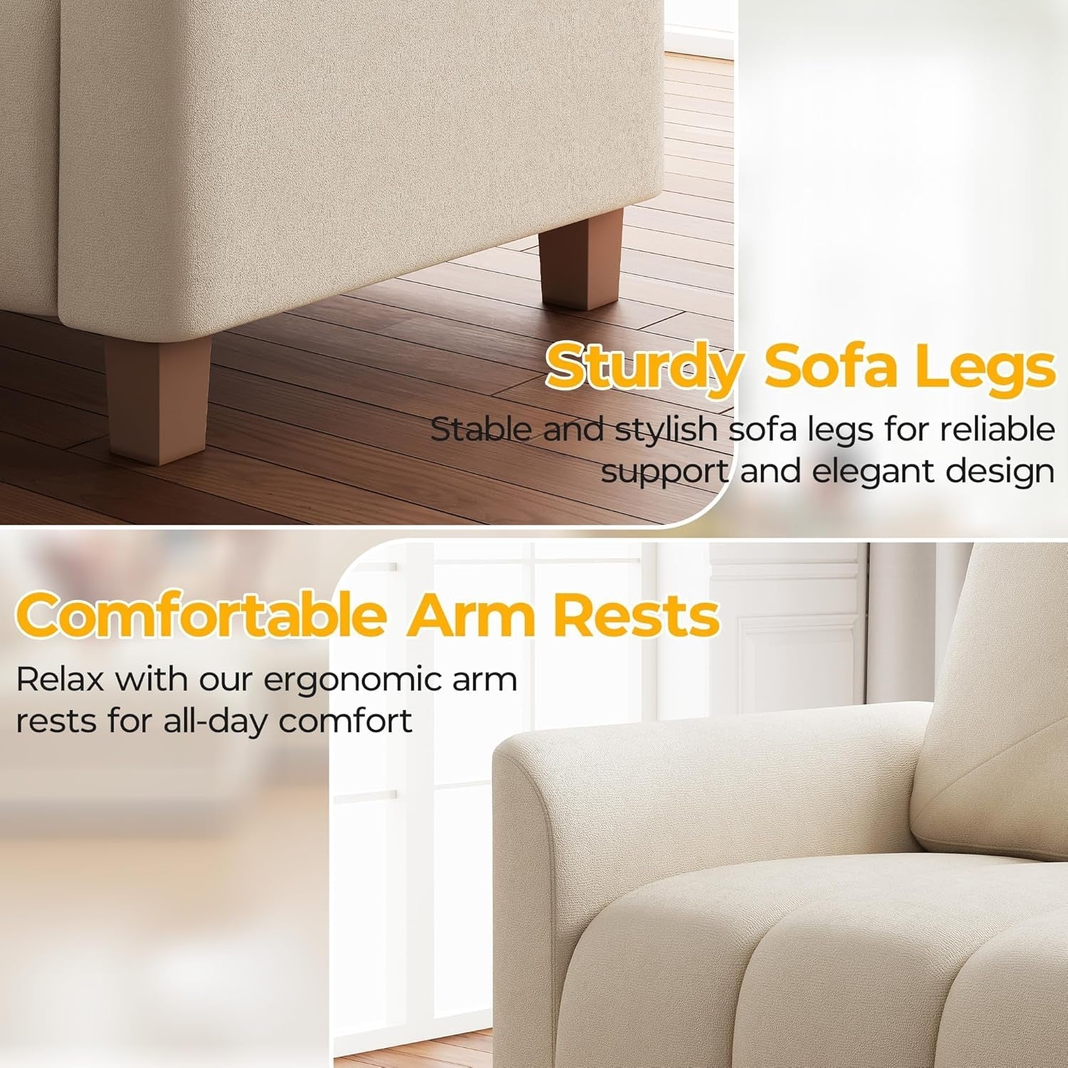 Modern Oversized Loveseat Sofa with Deep Comfortable Seating