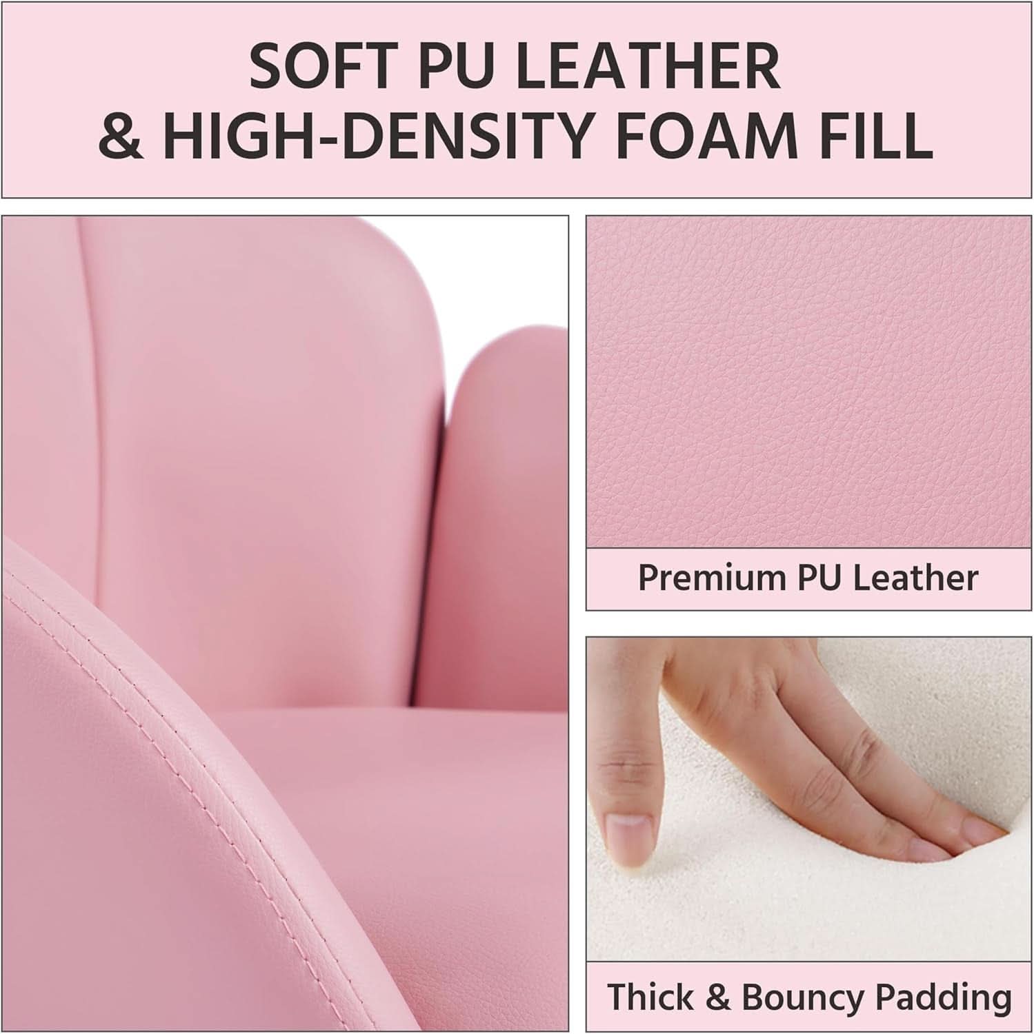 Modern PU Leather Armchair Flower With Golden Legs Pink