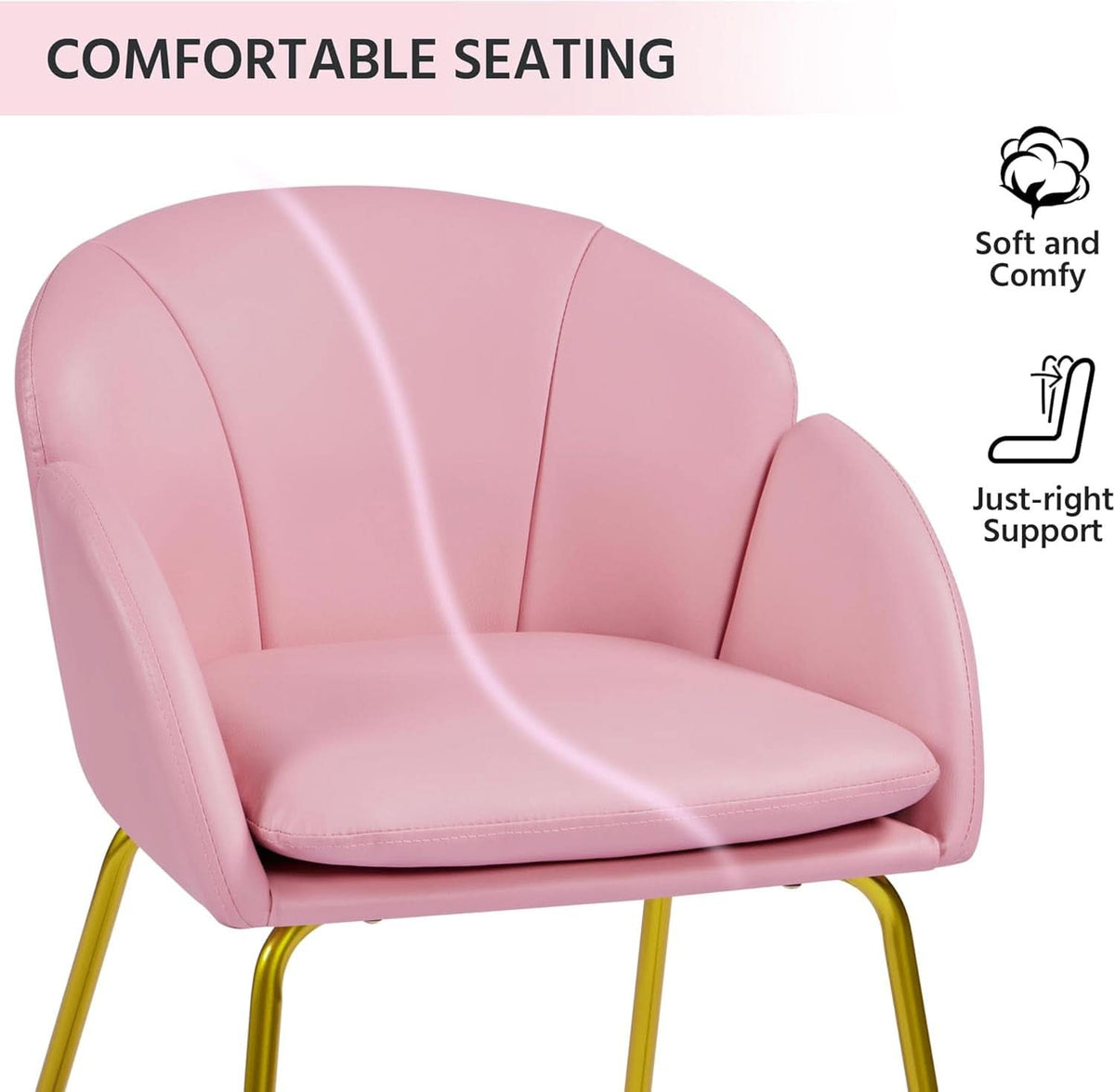 Modern PU Leather Armchair Flower With Golden Legs Pink