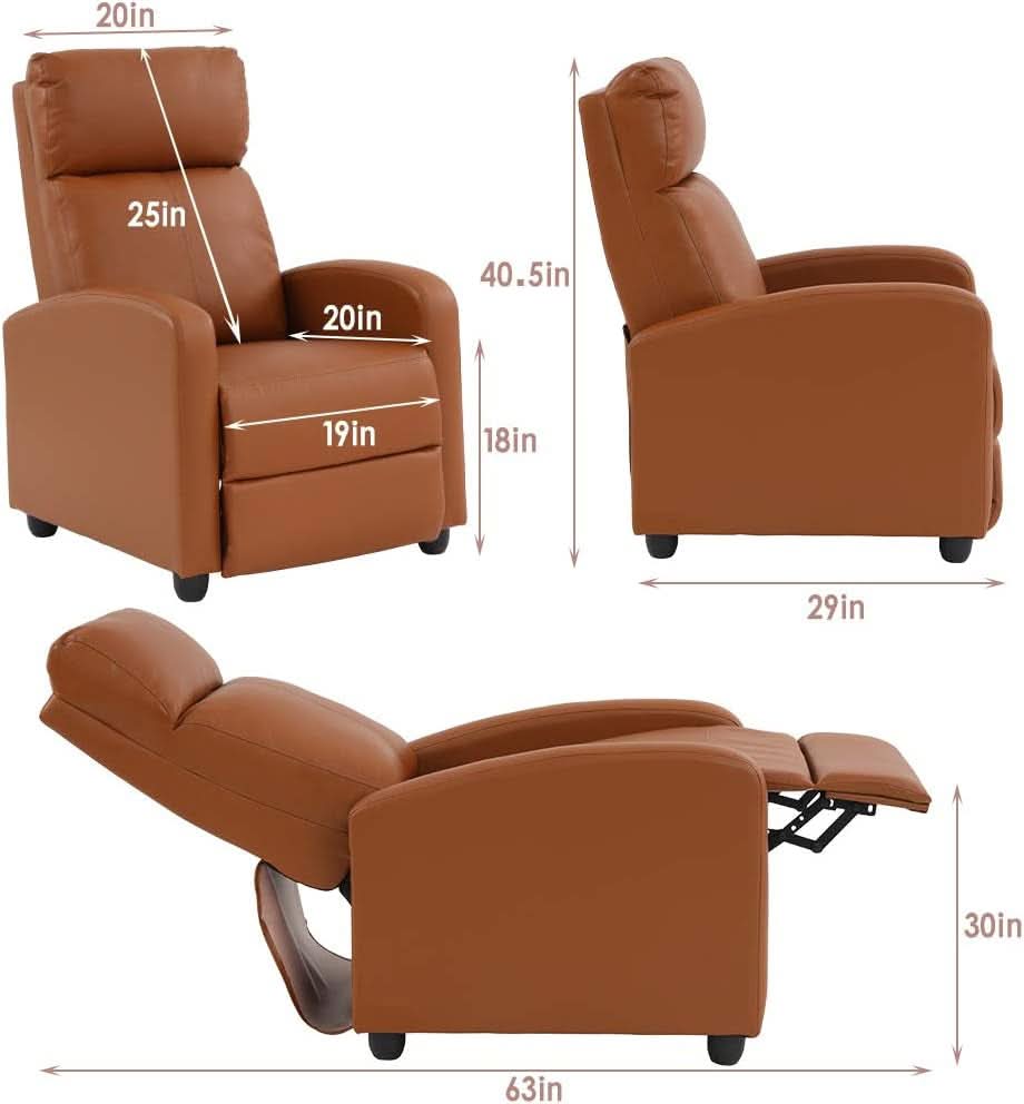 Modern PU Leather Recliner Chair With Padded Seat Comfort