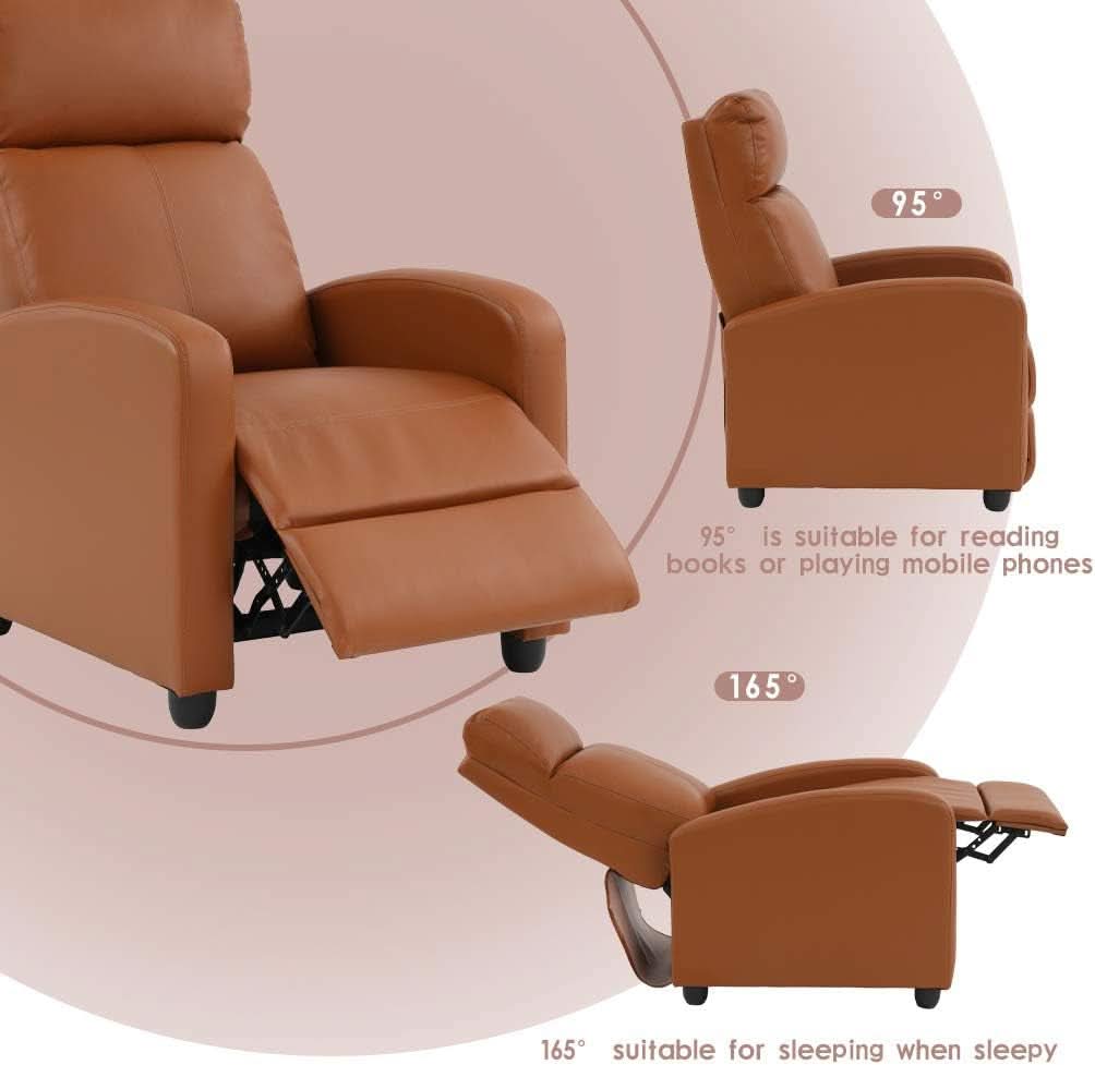 Modern PU Leather Recliner Chair With Padded Seat Comfort