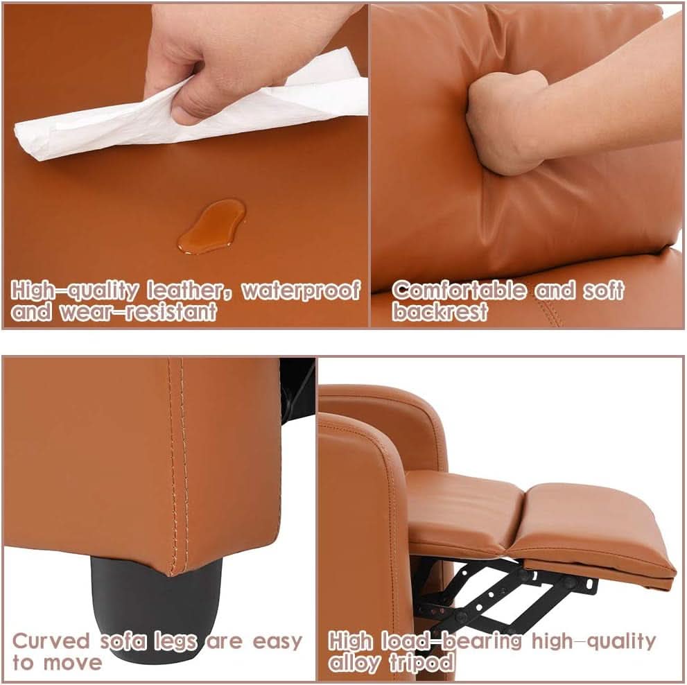 Modern PU Leather Recliner Chair With Padded Seat Comfort