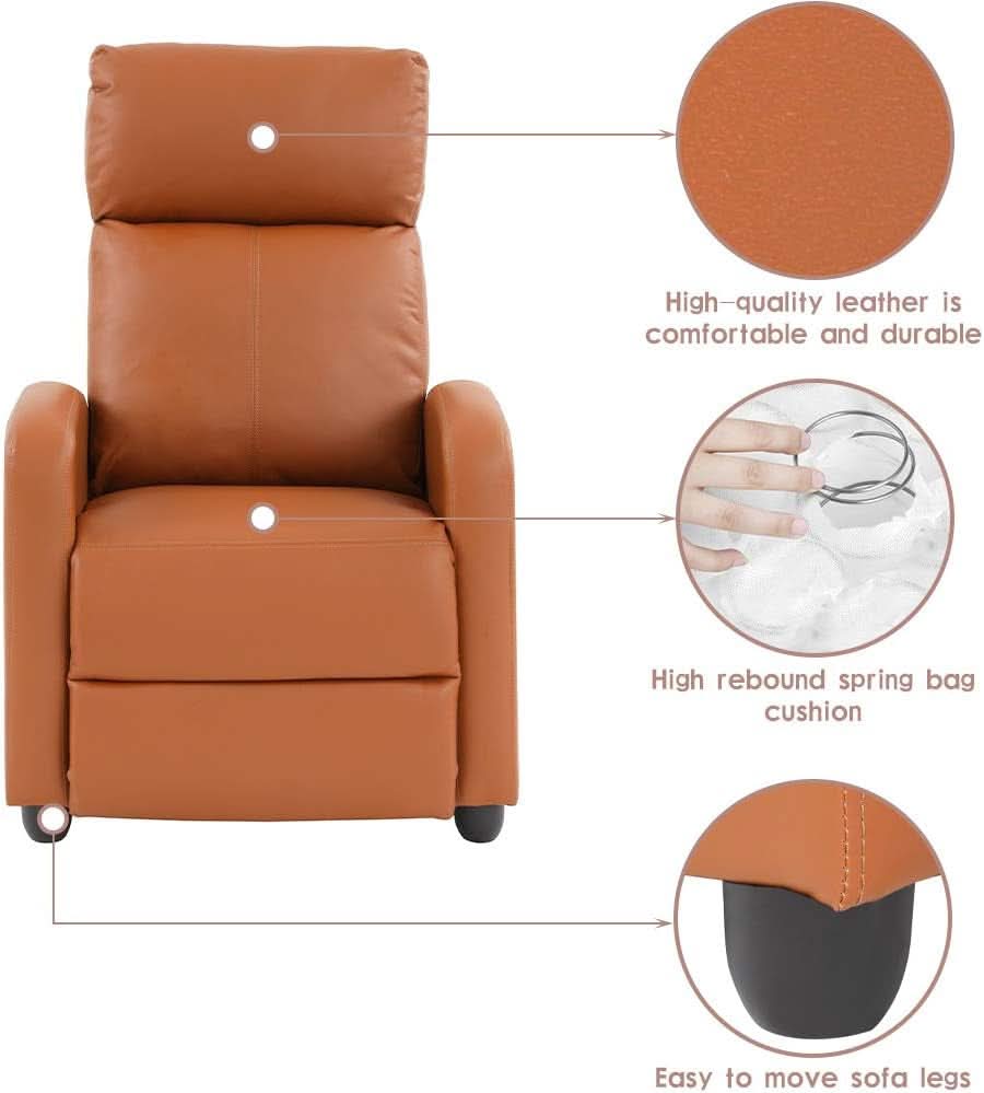 Modern PU Leather Recliner Chair With Padded Seat Comfort