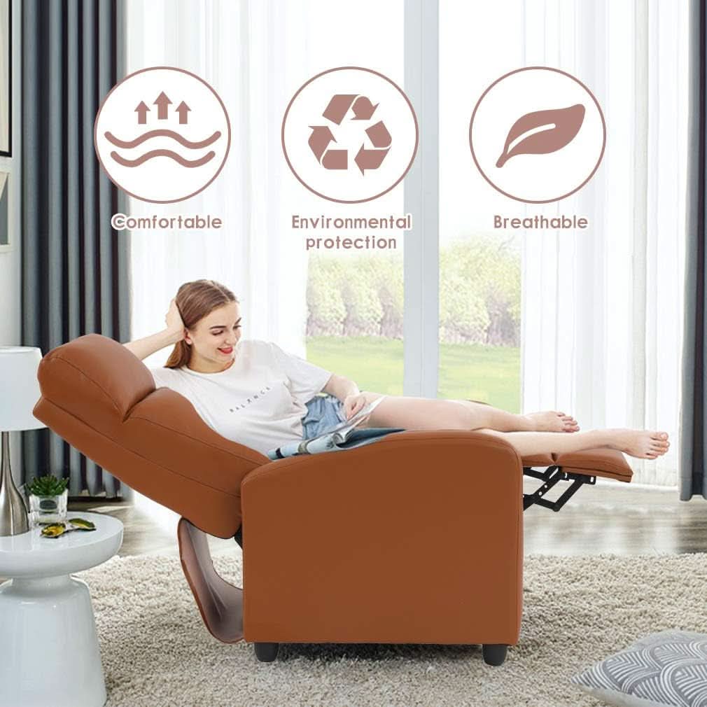 Modern PU Leather Recliner Chair With Padded Seat Comfort