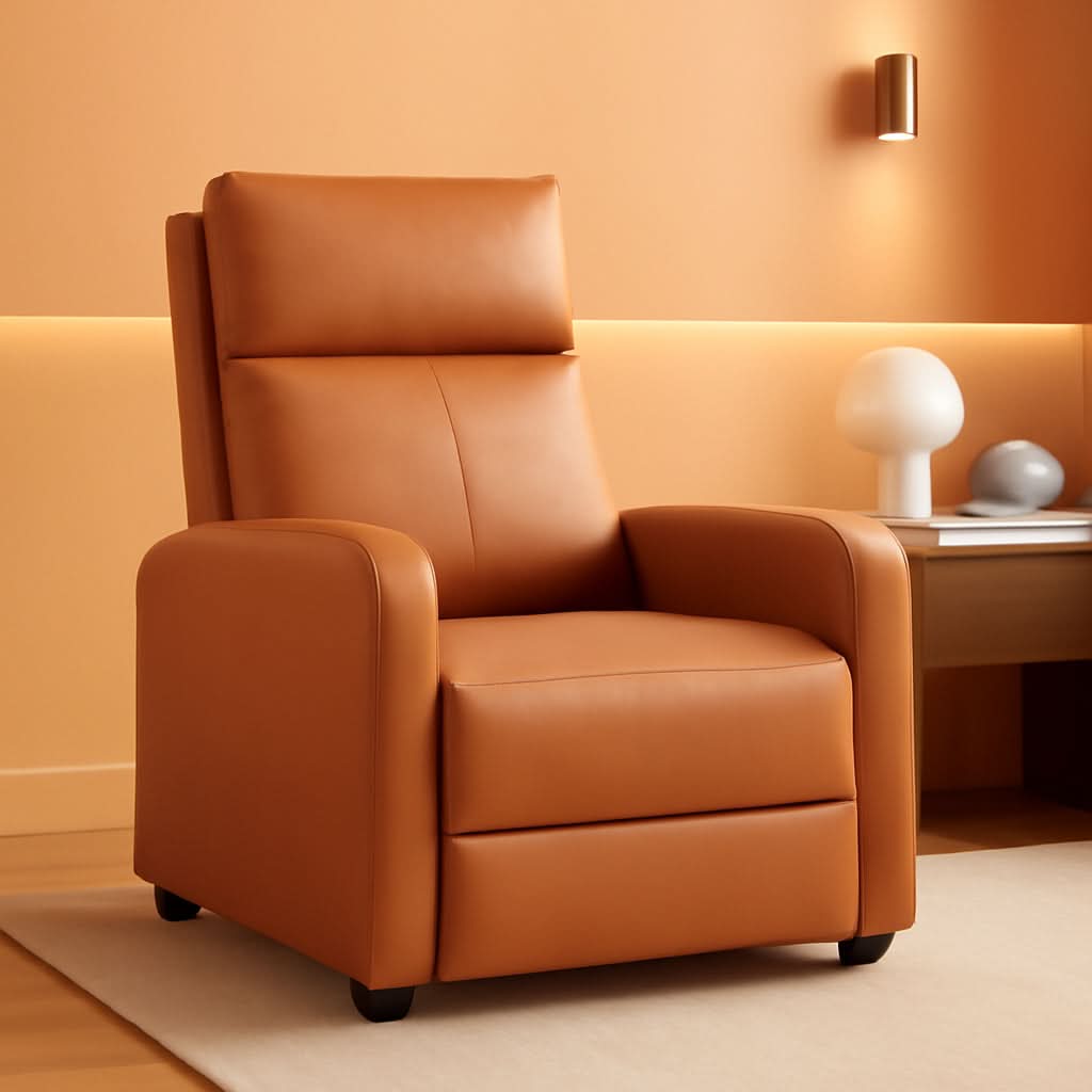 Modern PU Leather Recliner Chair With Padded Seat Comfort