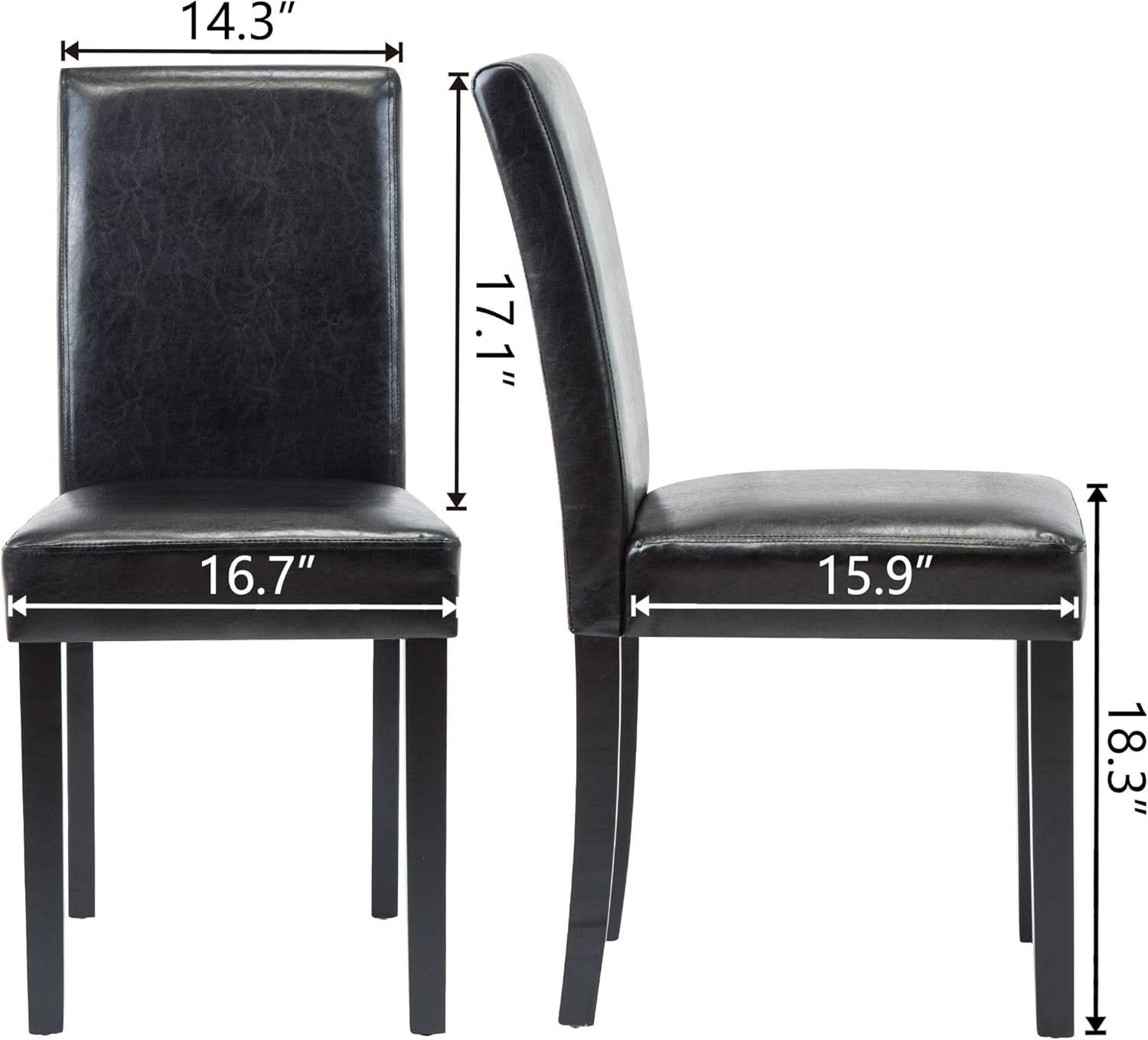 Modern PU Upholstered Dining Chairs Black Cushioned Seats
