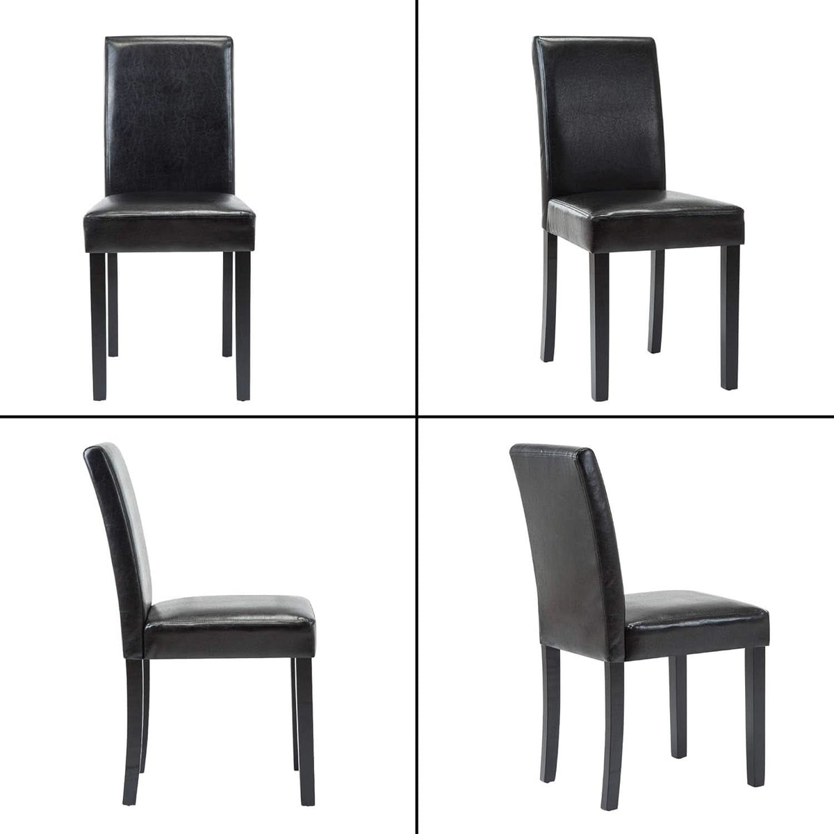 Modern PU Upholstered Dining Chairs Black Cushioned Seats
