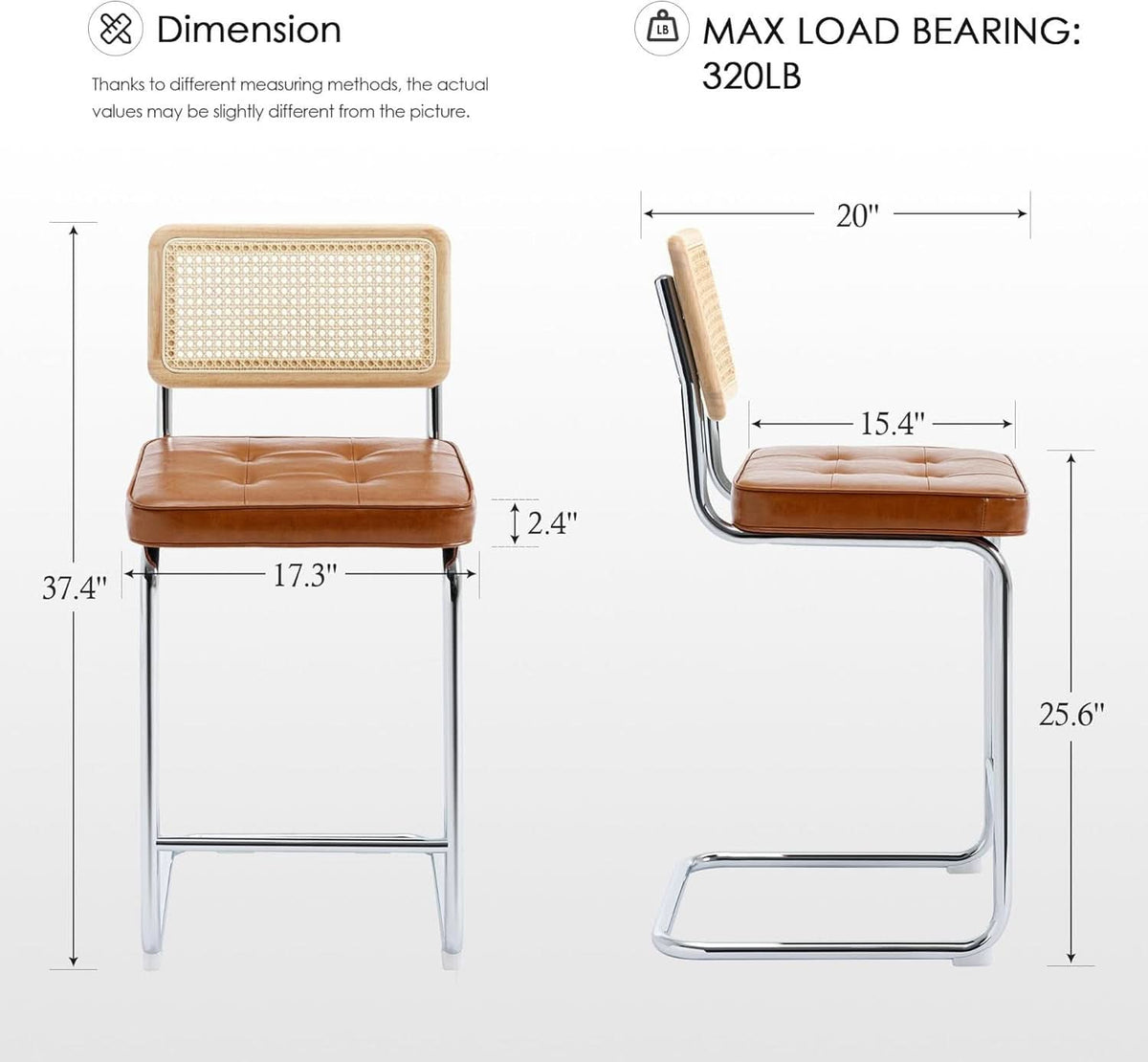 Modern Rattan Bar Stools Set of Two for Kitchens