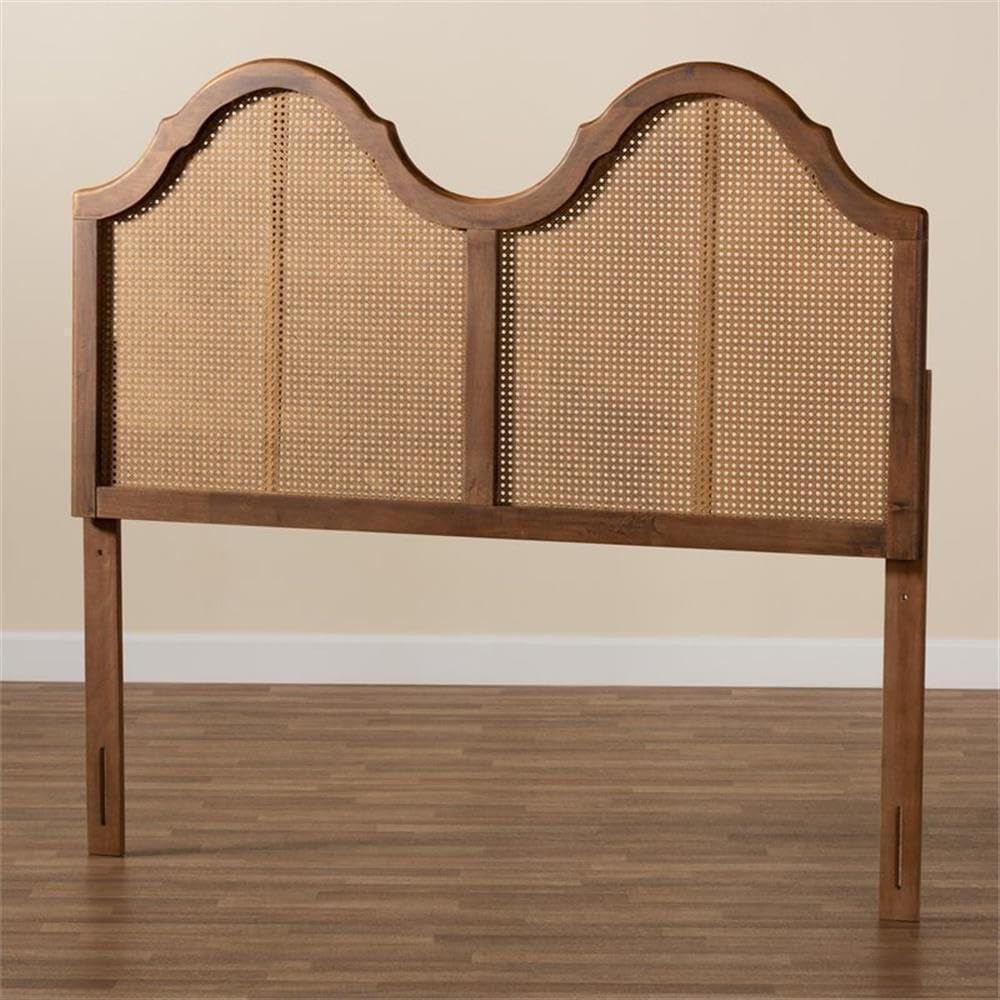 Modern Rattan Queen Size Arched Headboard with Scalloped Design