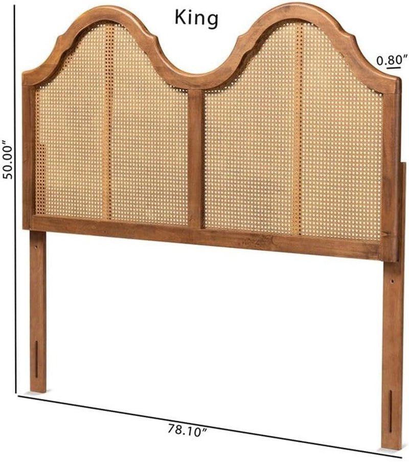 Modern Rattan Queen Size Arched Headboard with Scalloped Design