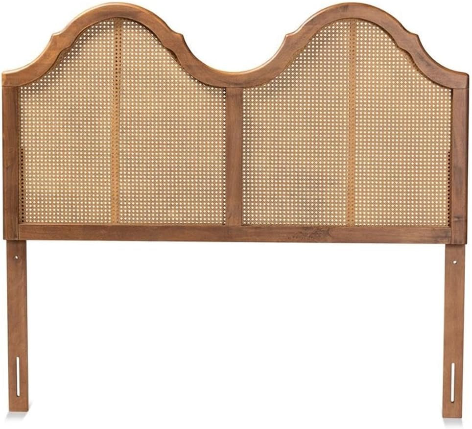Modern Rattan Queen Size Arched Headboard with Scalloped Design