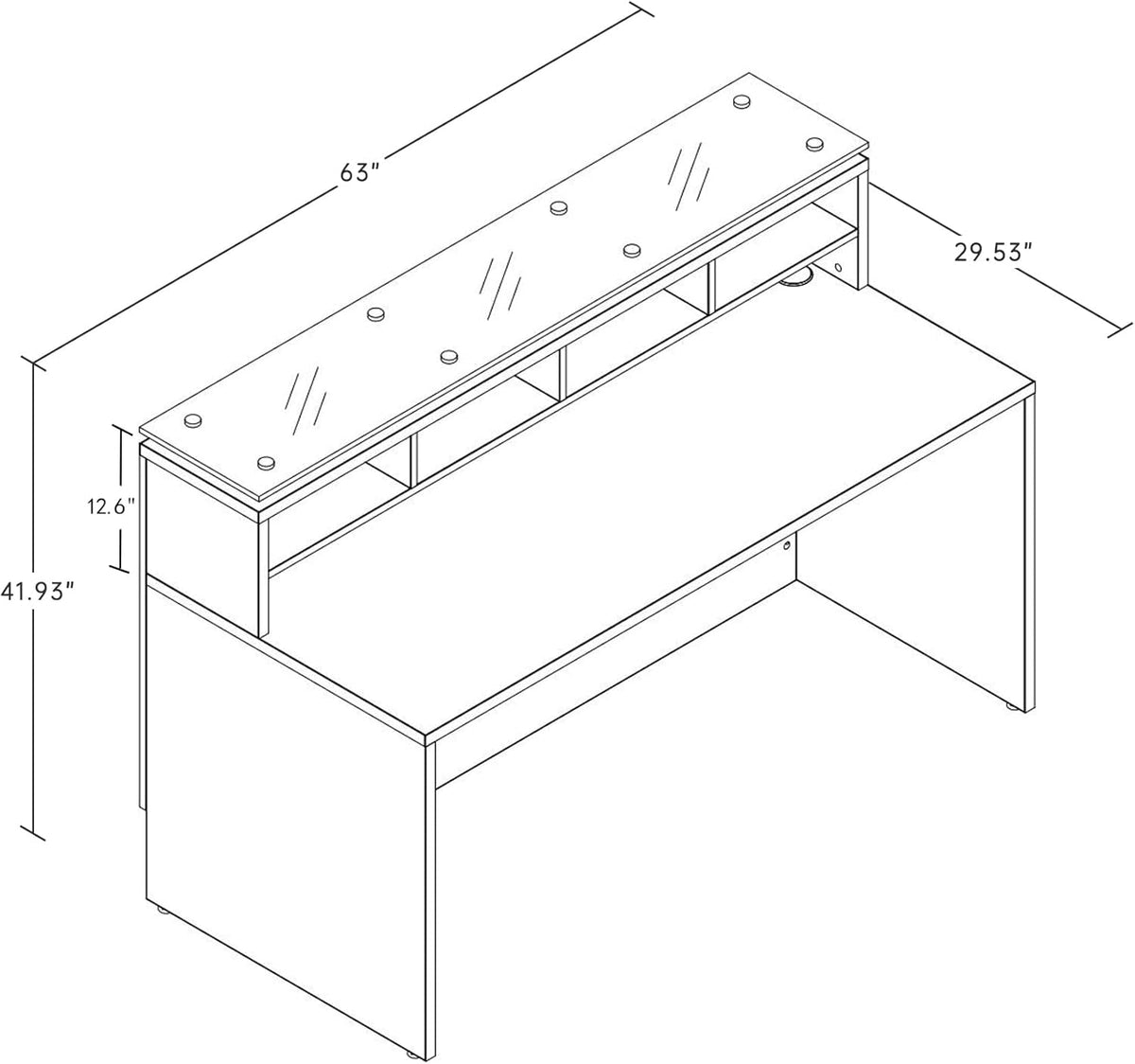 Modern Reception Desk with Tempered Glass Front Counter