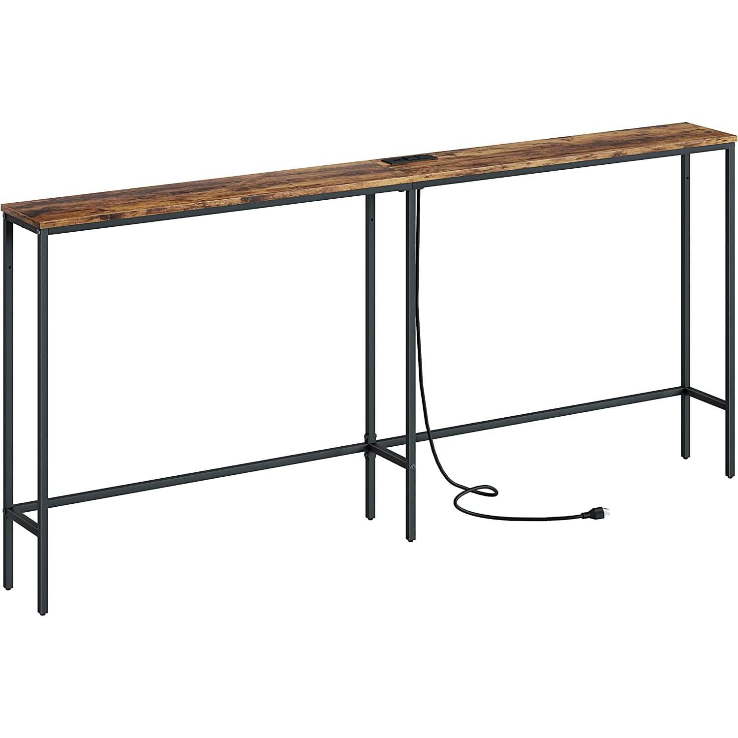 Modern Rustic Console Table With Power Outlet And USB Ports