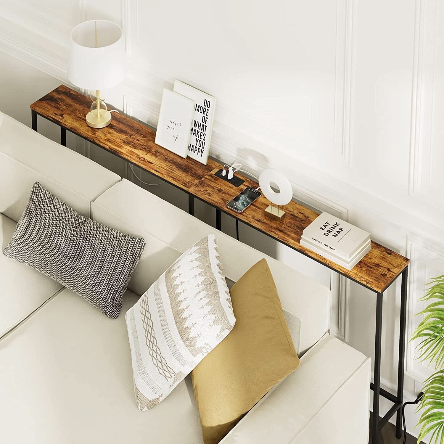 Modern Rustic Console Table With Power Outlet And USB Ports