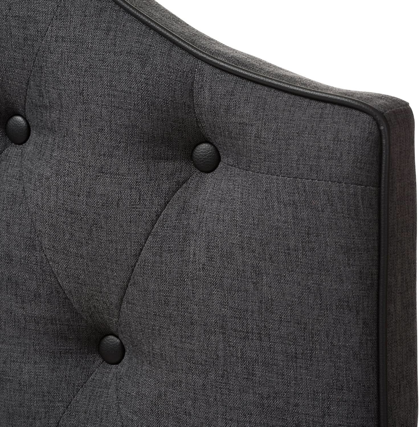 Modern Scalloped Upholstered Headboard Queen Dark Grey