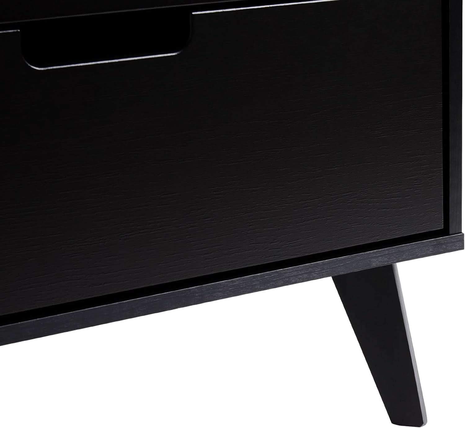 Modern Six Drawer Dresser Black 52 Inch Bedroom Storage