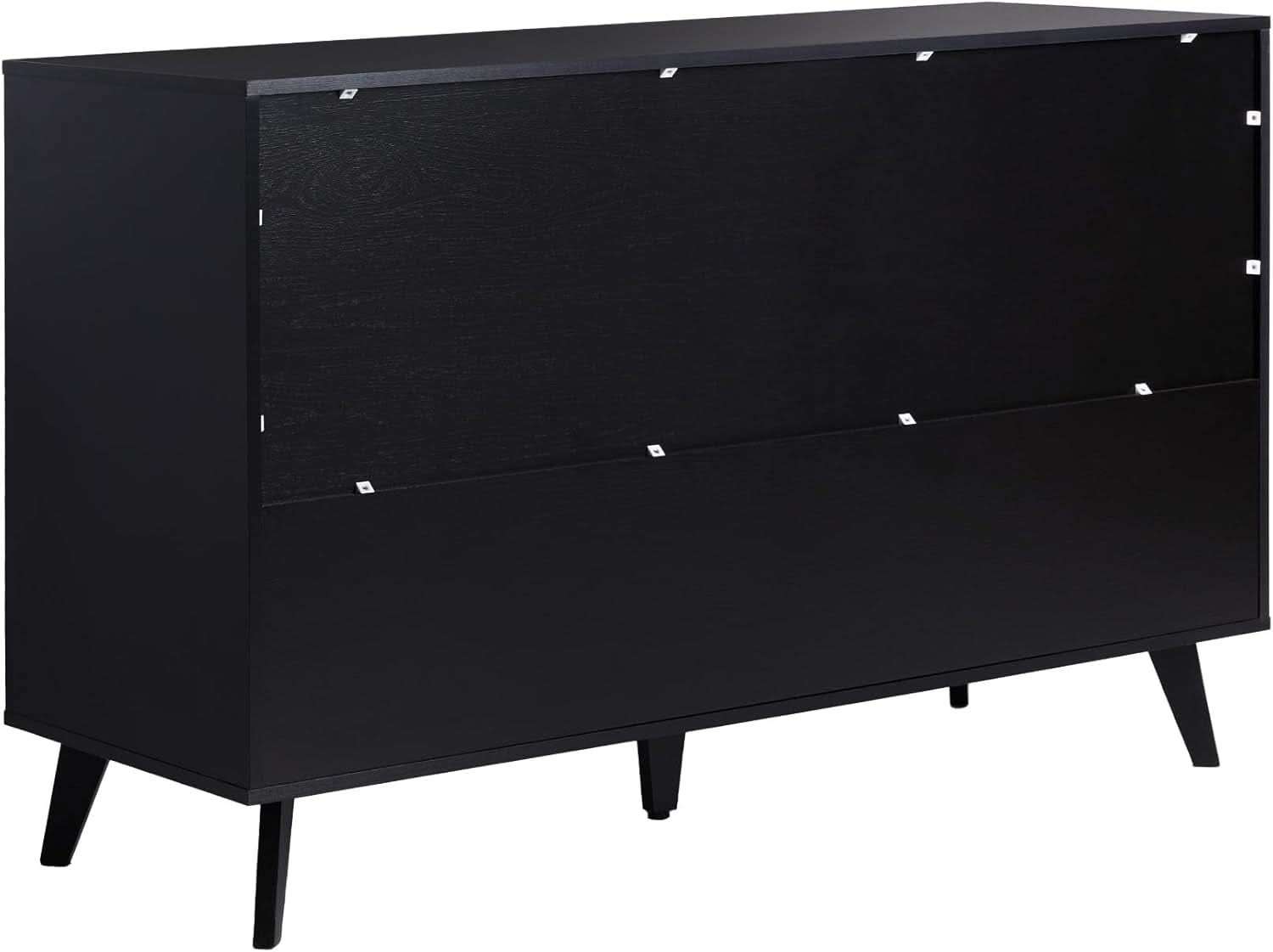 Modern Six Drawer Dresser Black 52 Inch Bedroom Storage