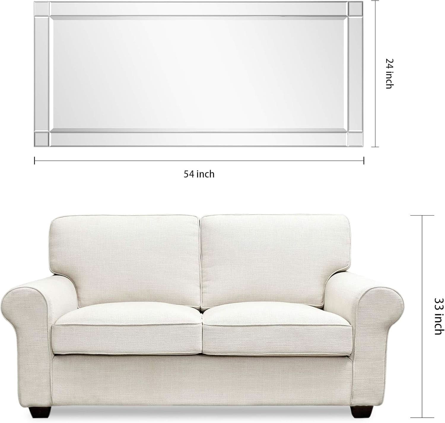 Modern Squared Corner Rectangle Wood Wall Mirror 24 x 54
