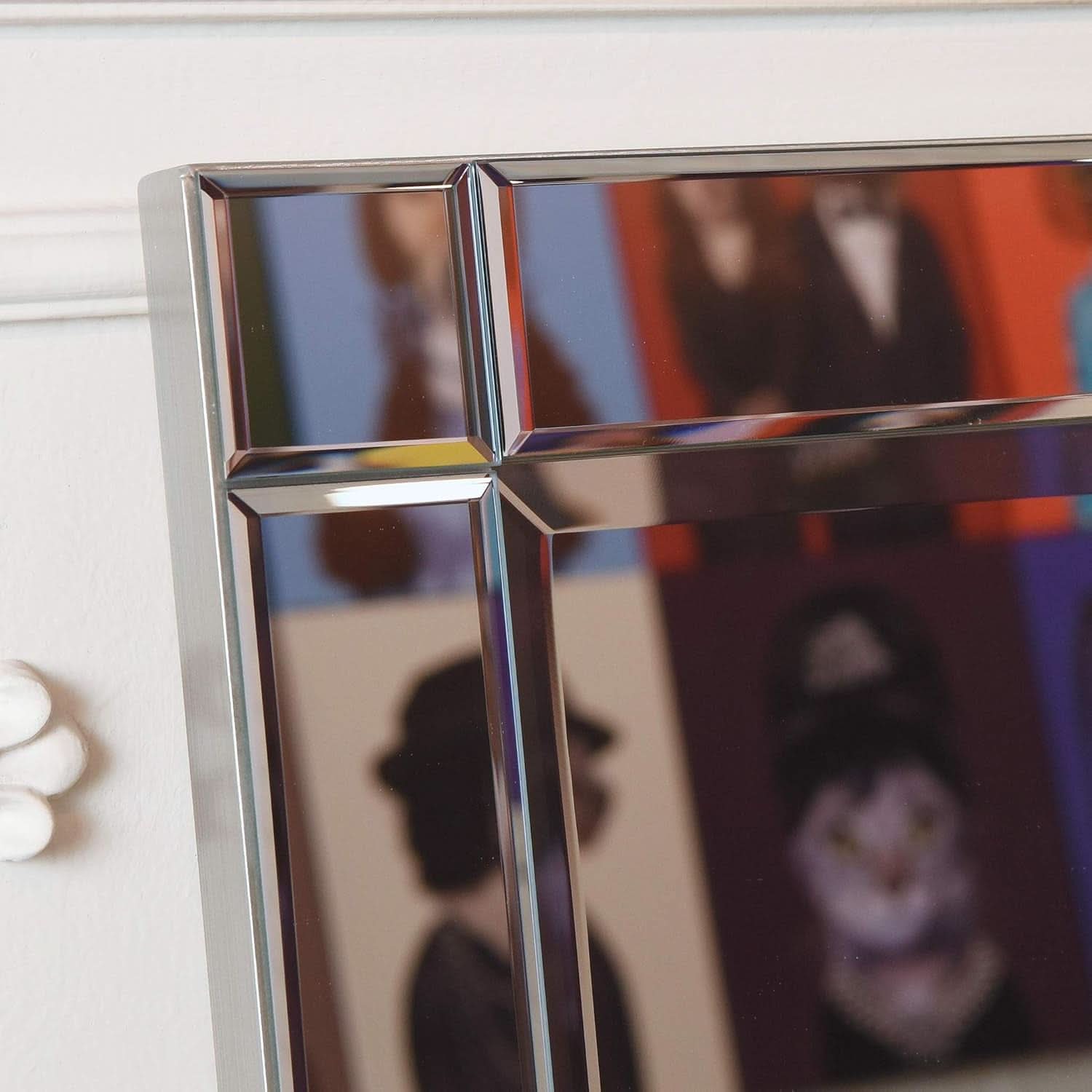 Modern Squared Corner Rectangle Wood Wall Mirror 24 x 54