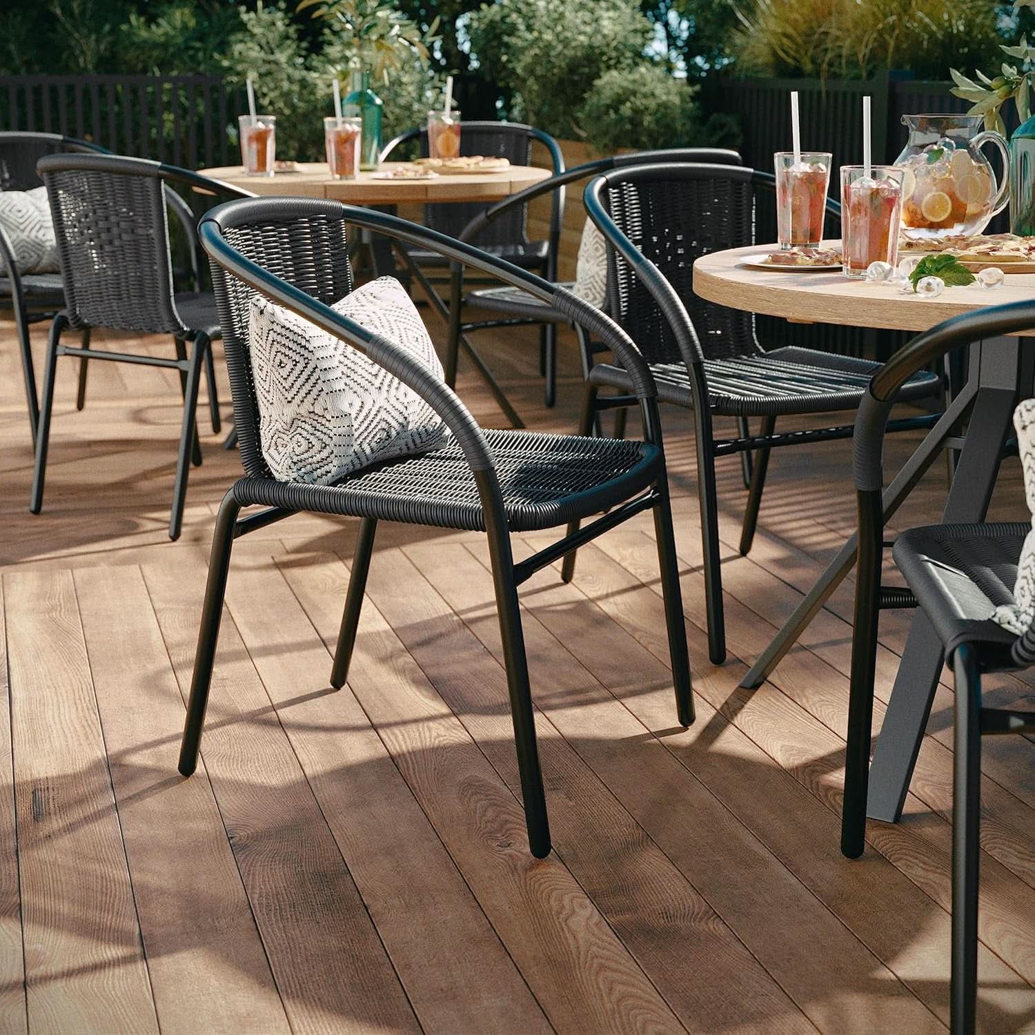 Modern Stackable Rattan Dining Chairs Set for Outdoor