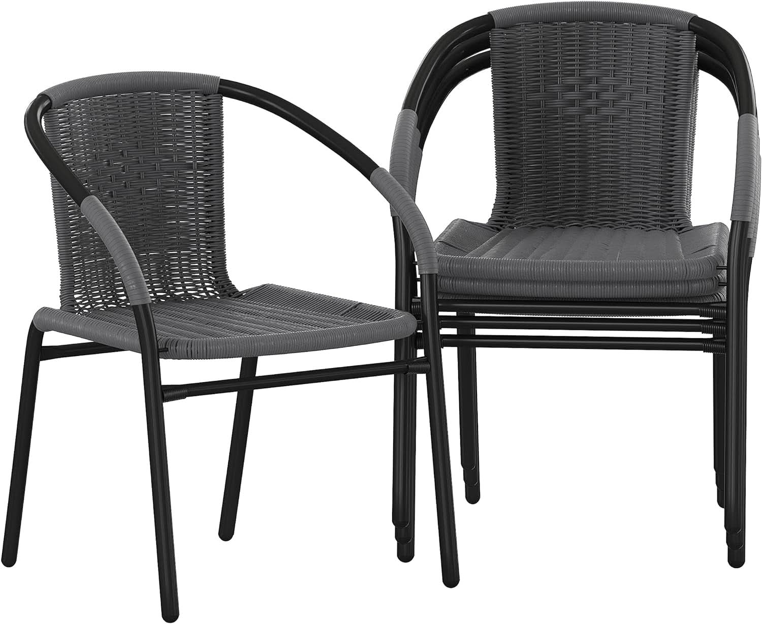 Modern Stackable Rattan Dining Chairs Set for Outdoor