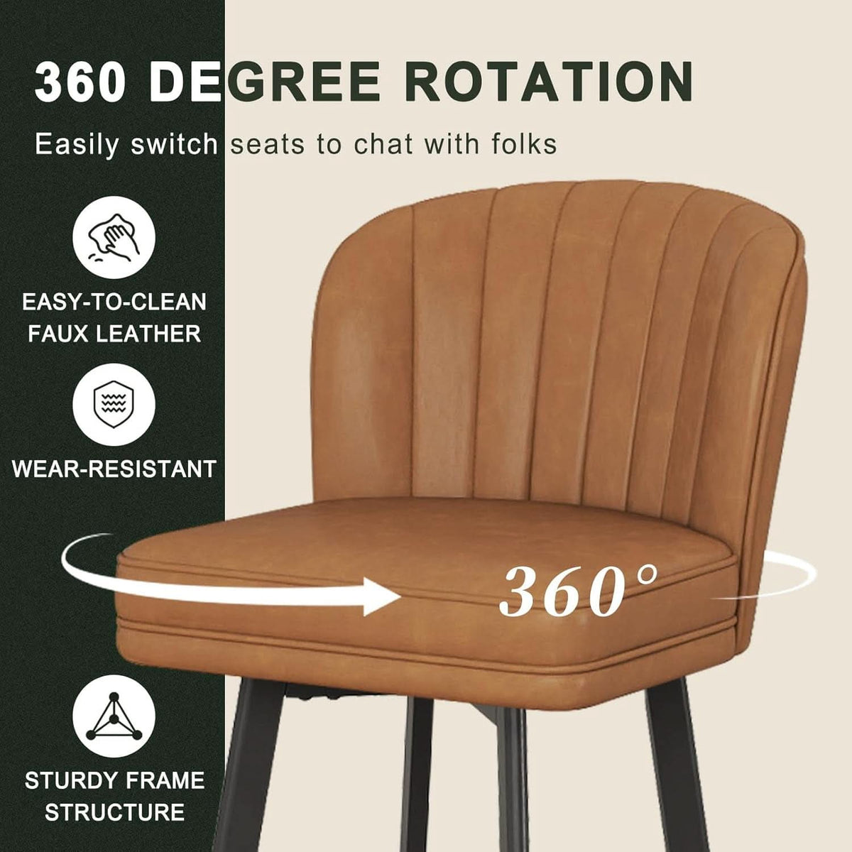 Modern Swivel Bar Stools Set of Four Upholstered Chairs