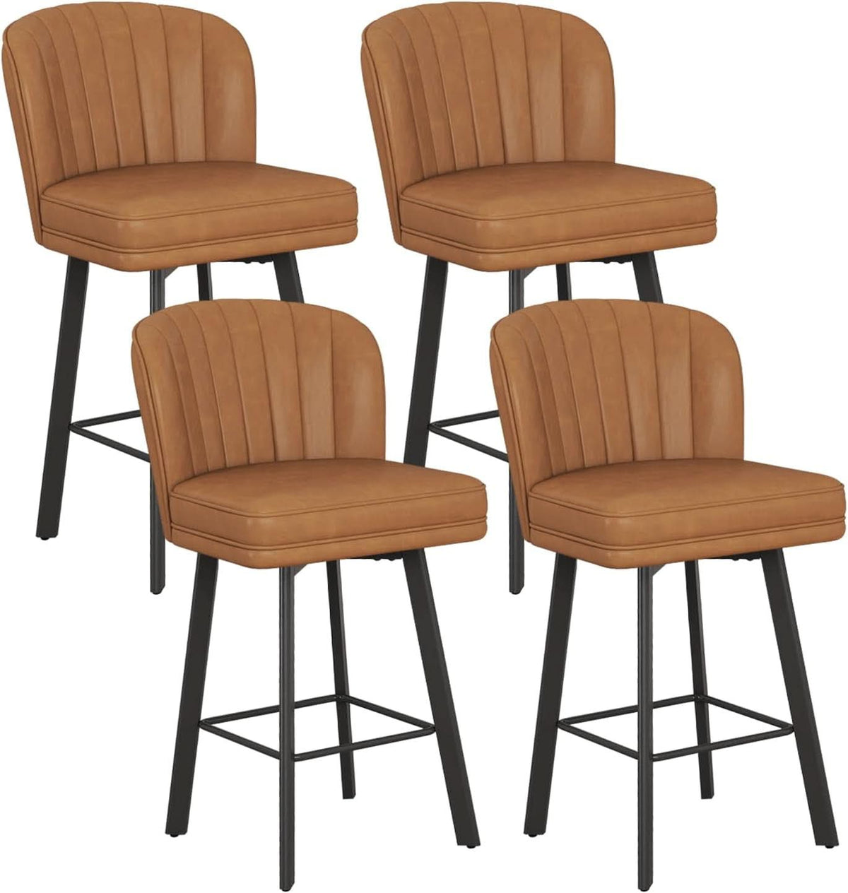 Modern Swivel Bar Stools Set of Four Upholstered Chairs