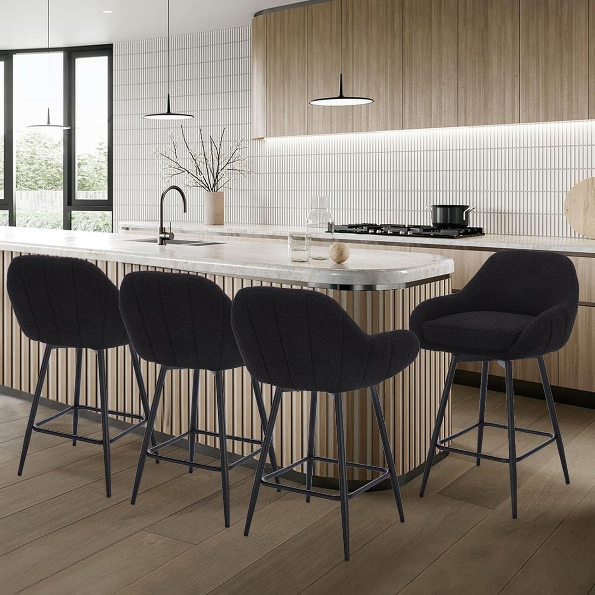 Modern Swivel Bar Stools Set of Two Comfortable Design
