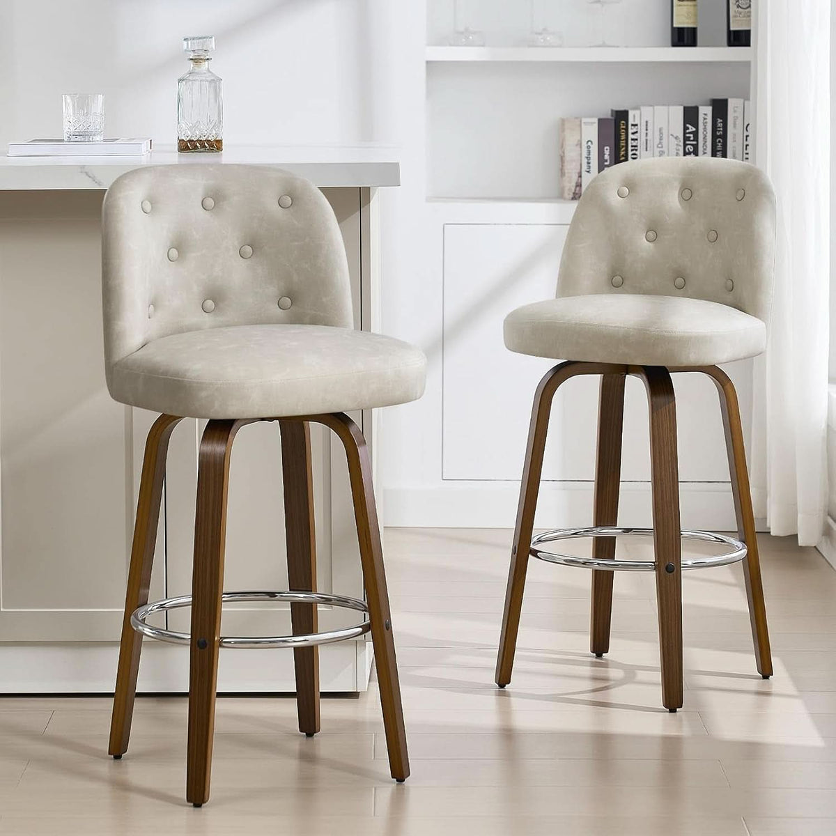 Modern Swivel Bar Stools Set of Two Stylish Design