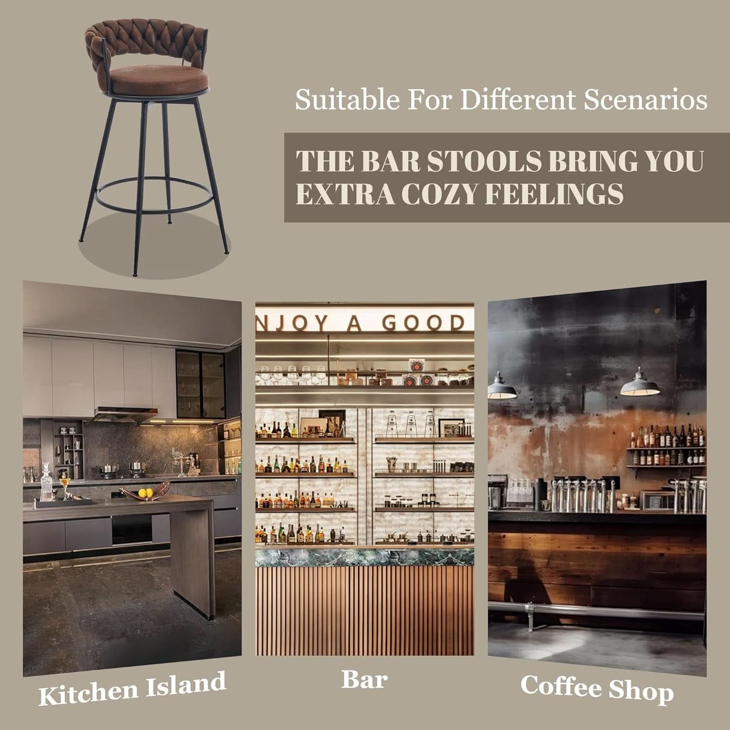 Modern Swivel Bar Stools Set of Two Stylish Design