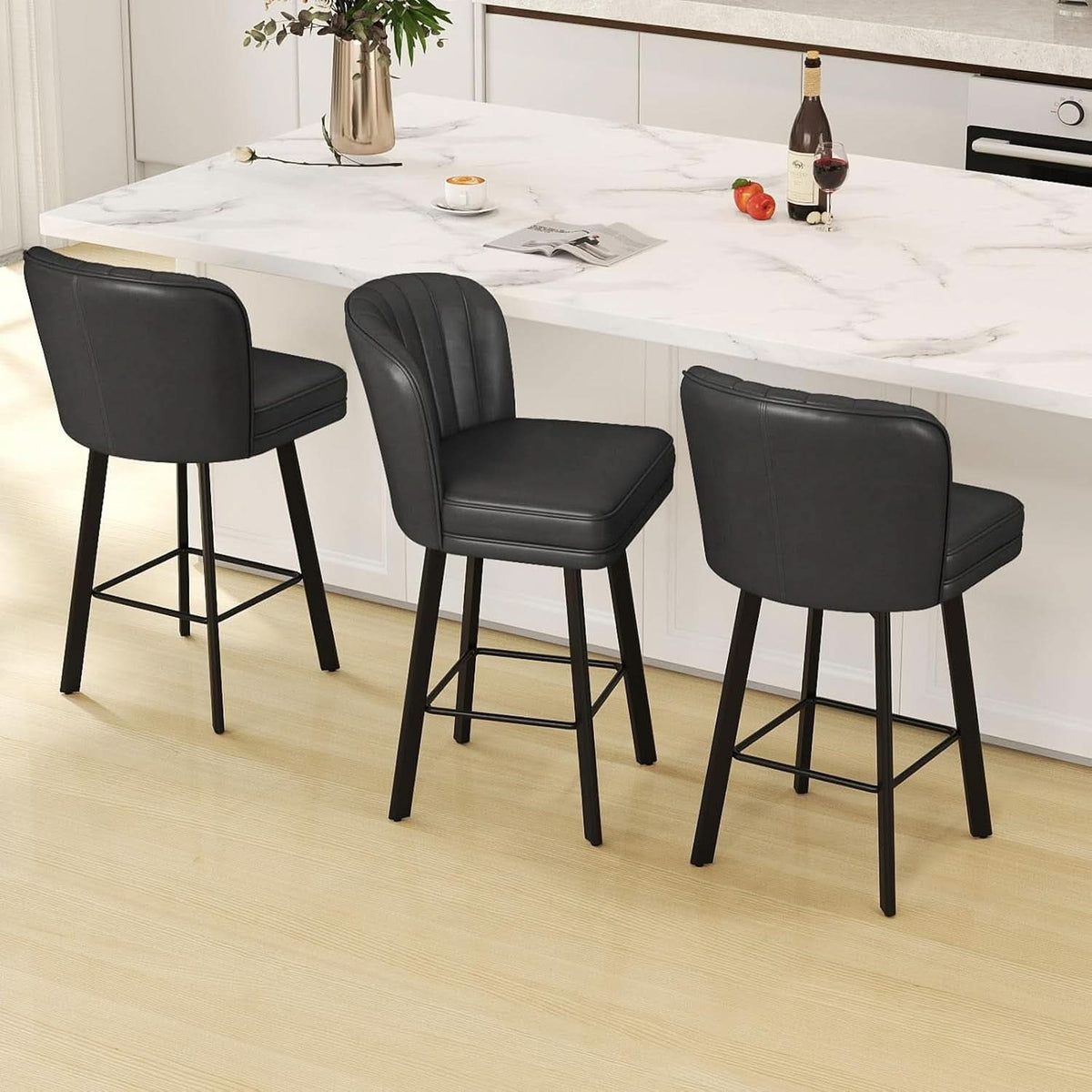 Modern Swivel Counter Height Bar Stools Set of Four