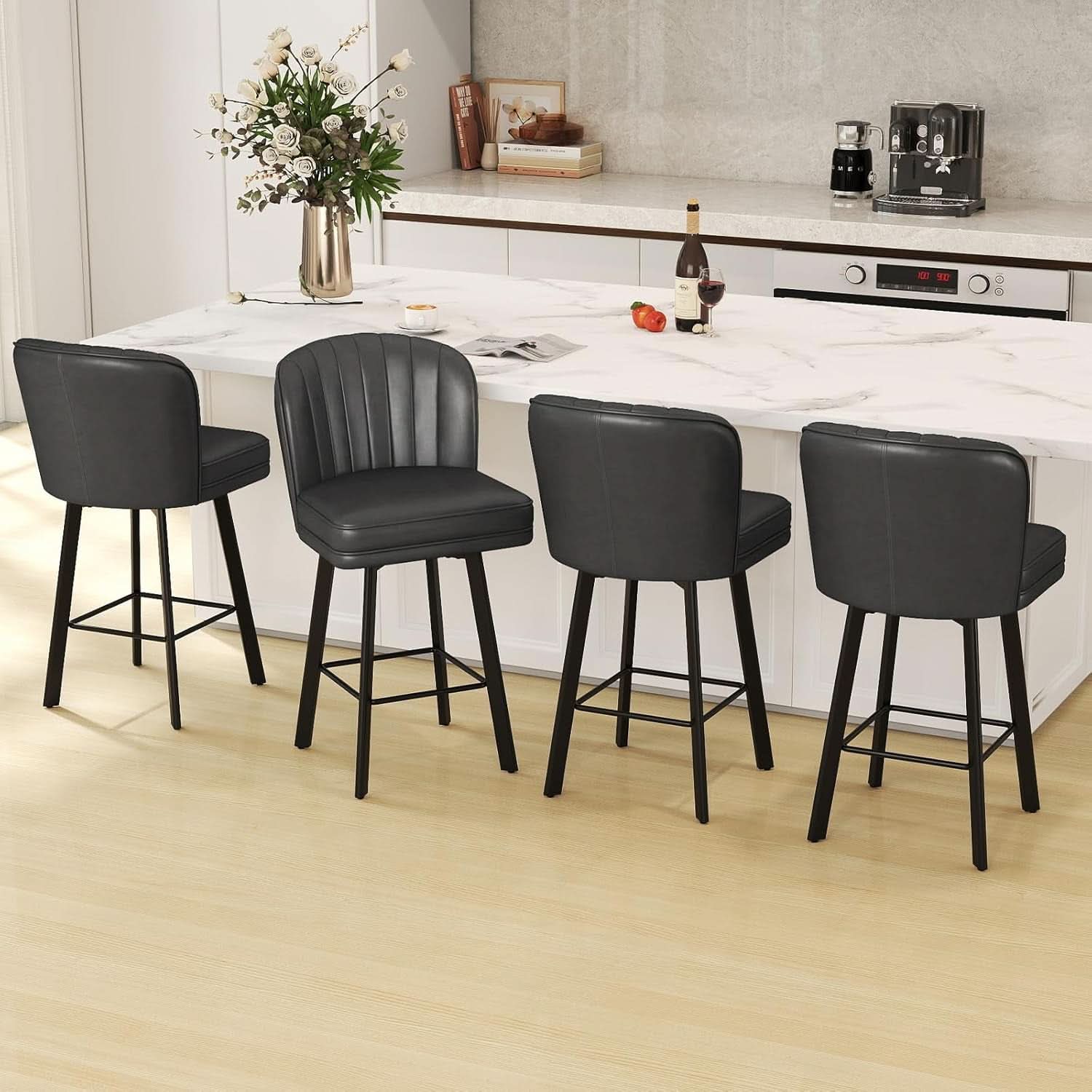 Modern Swivel Counter Height Bar Stools Set of Four