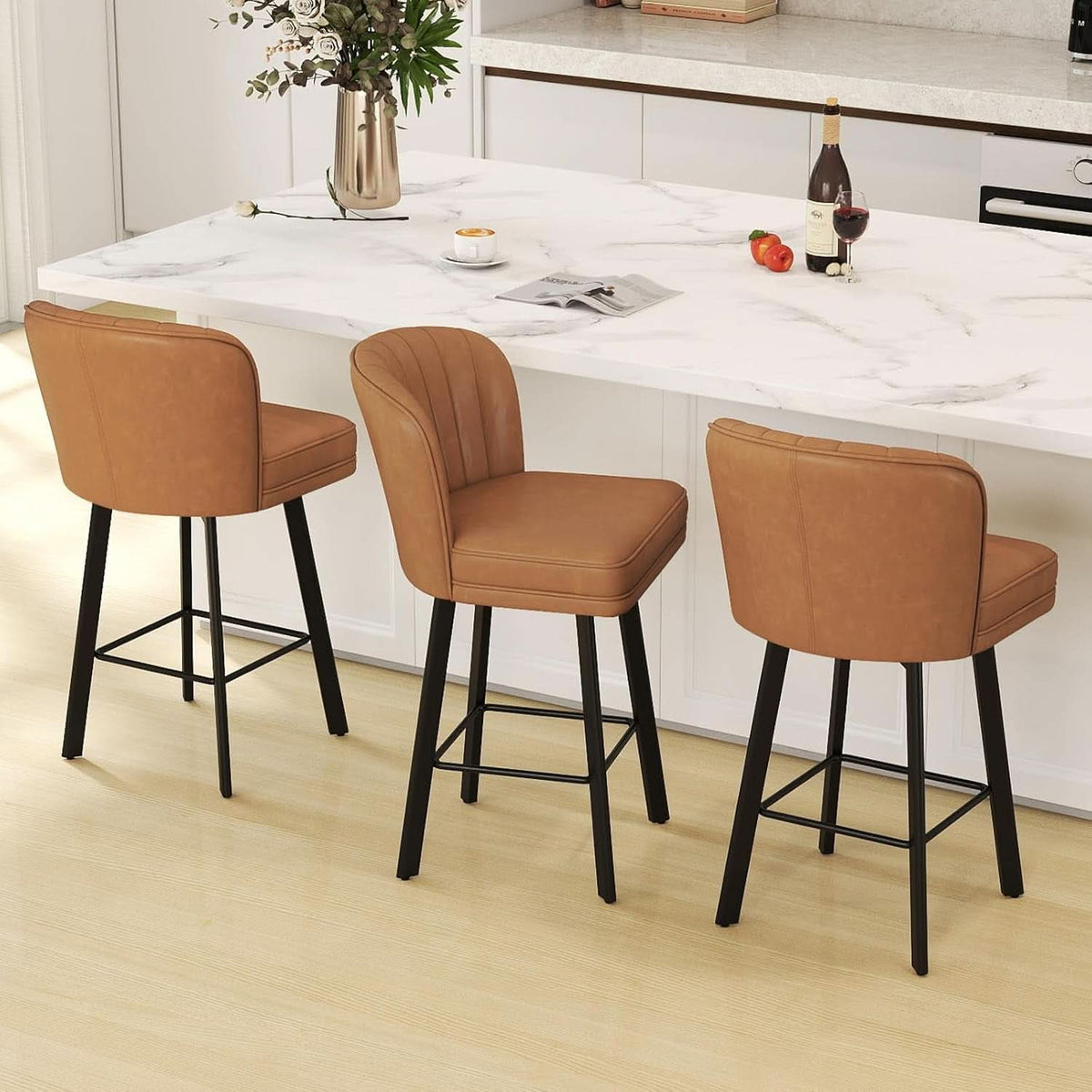Modern Swivel Counter Height Bar Stools Set of Two