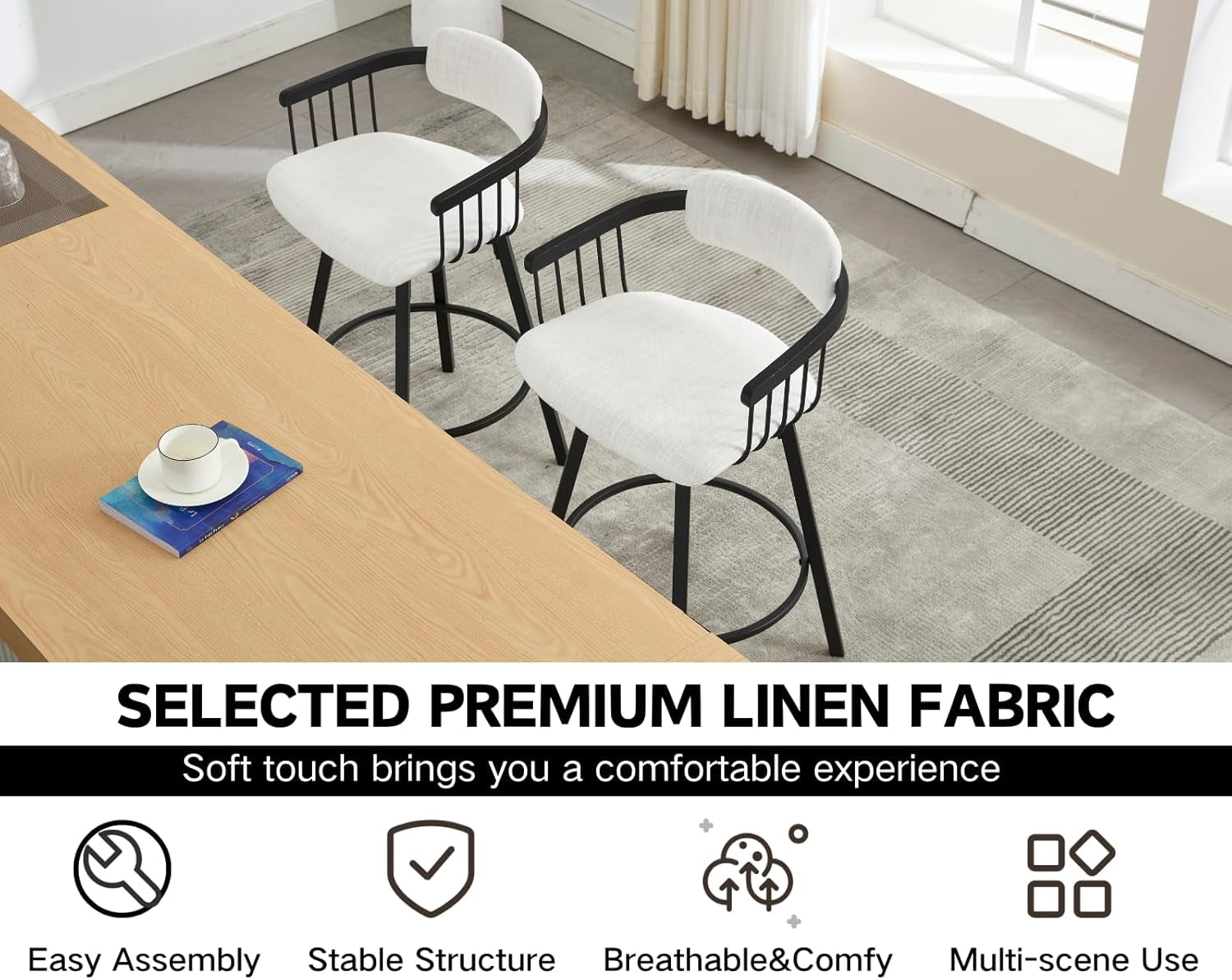 Modern Swivel Counter Height Bar Stools With Back