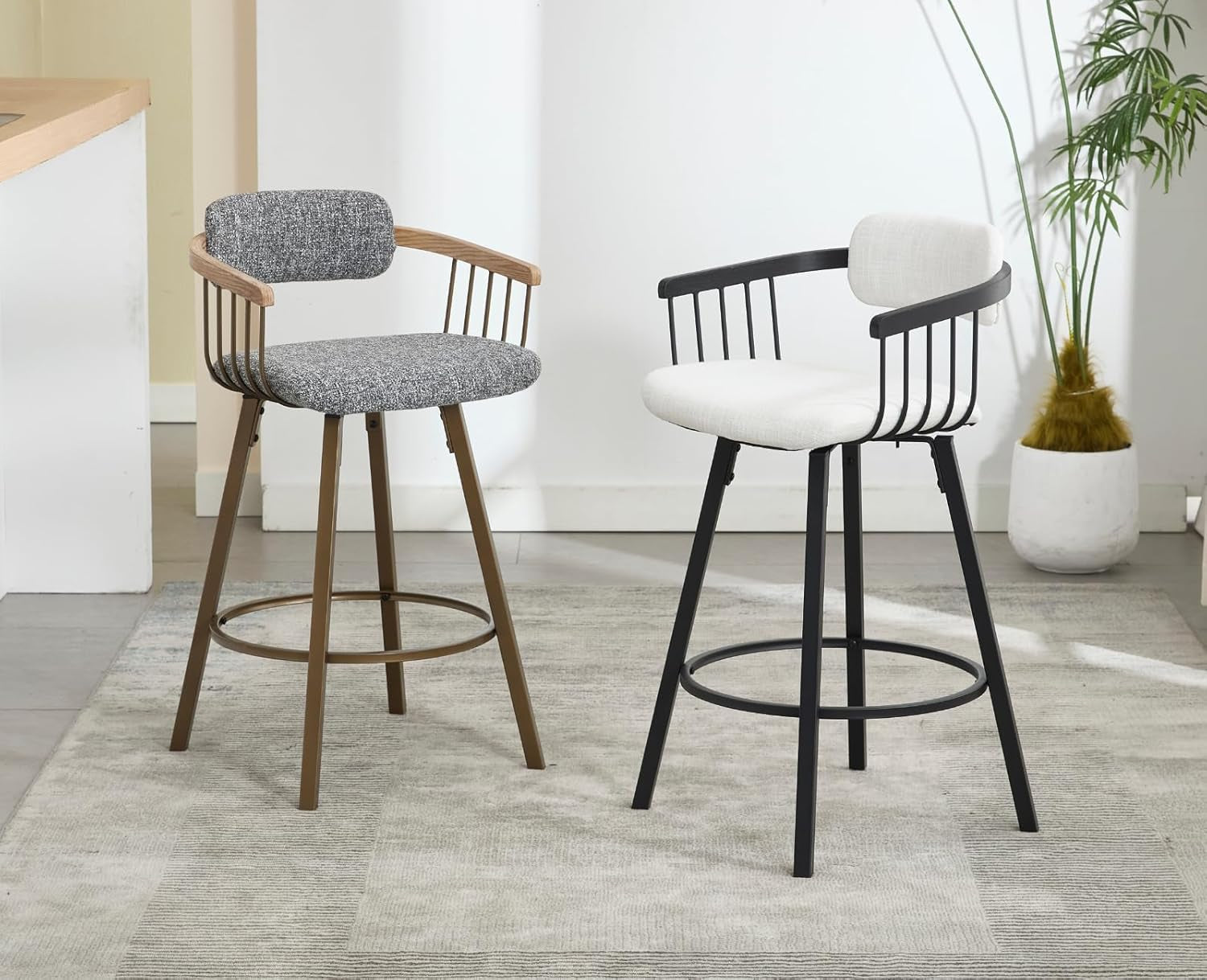 Modern Swivel Counter Height Bar Stools With Back