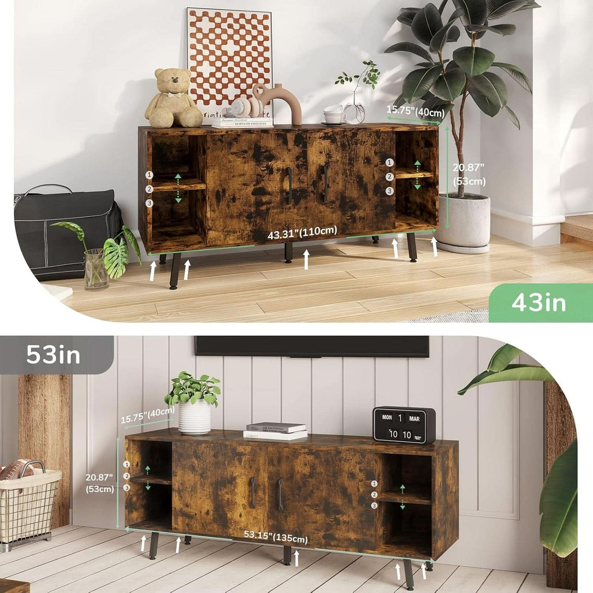 Modern TV Stand For 50Inch TV With Adjustable Shelves