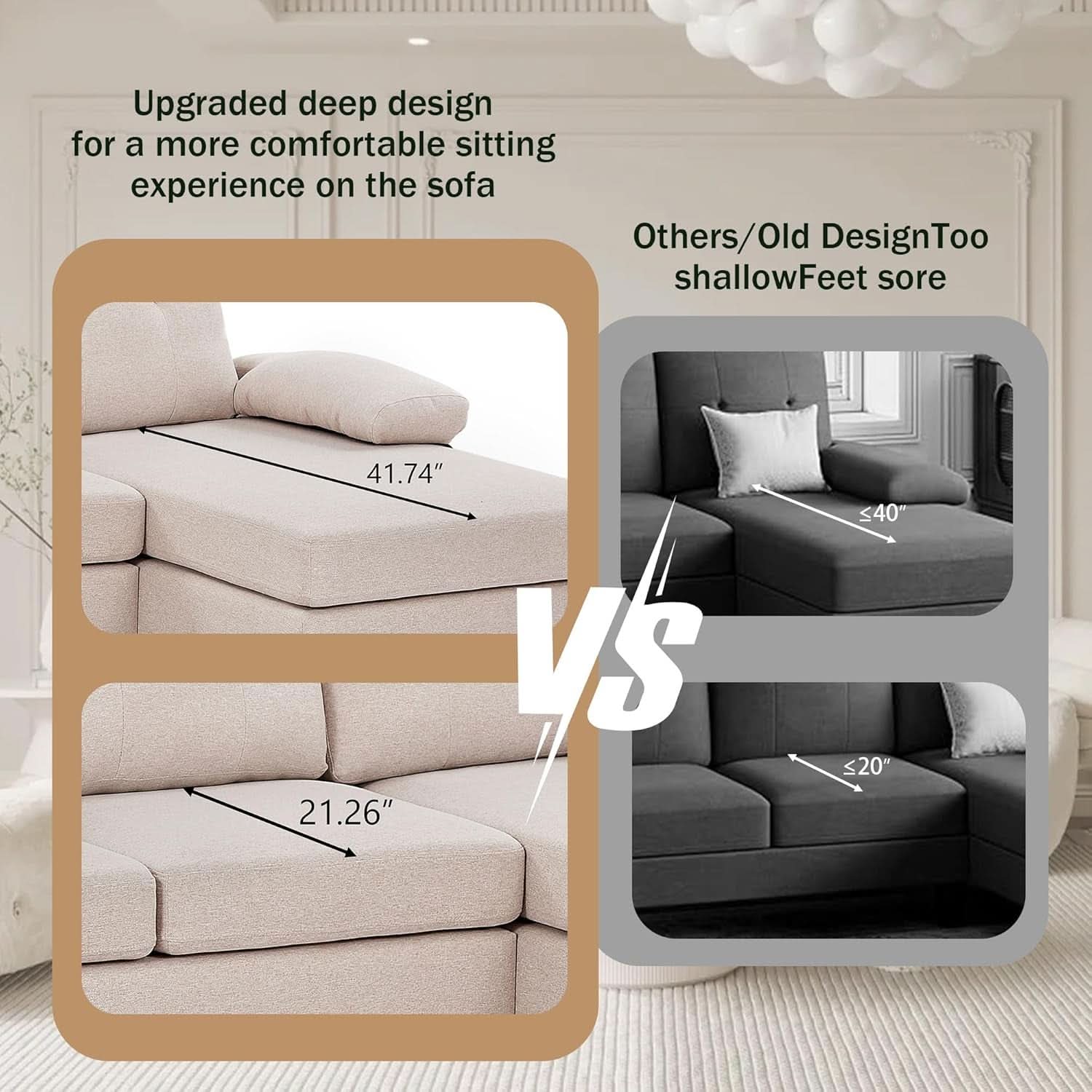 Modern U Shaped Sectional Couch With Double Chaise