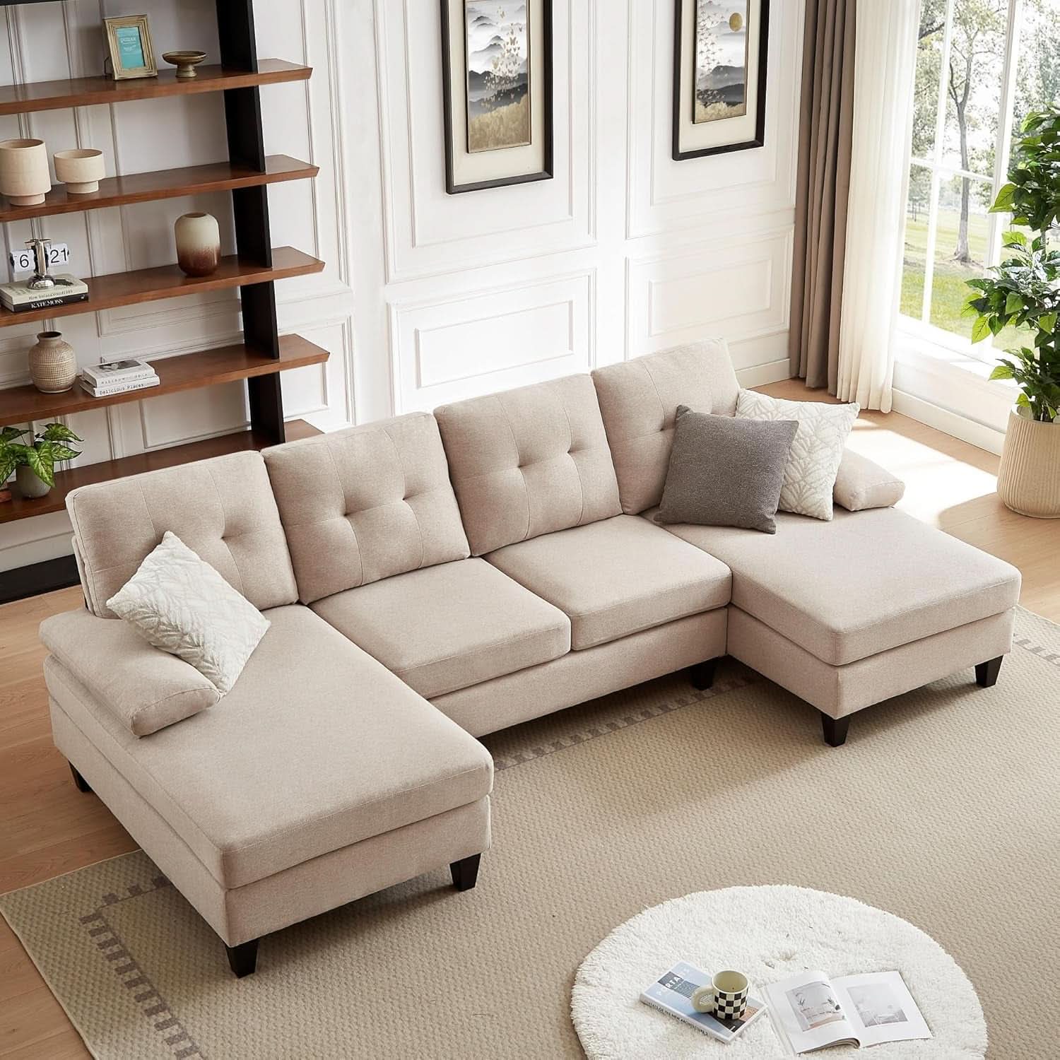 Modern U Shaped Sectional Couch With Double Chaise
