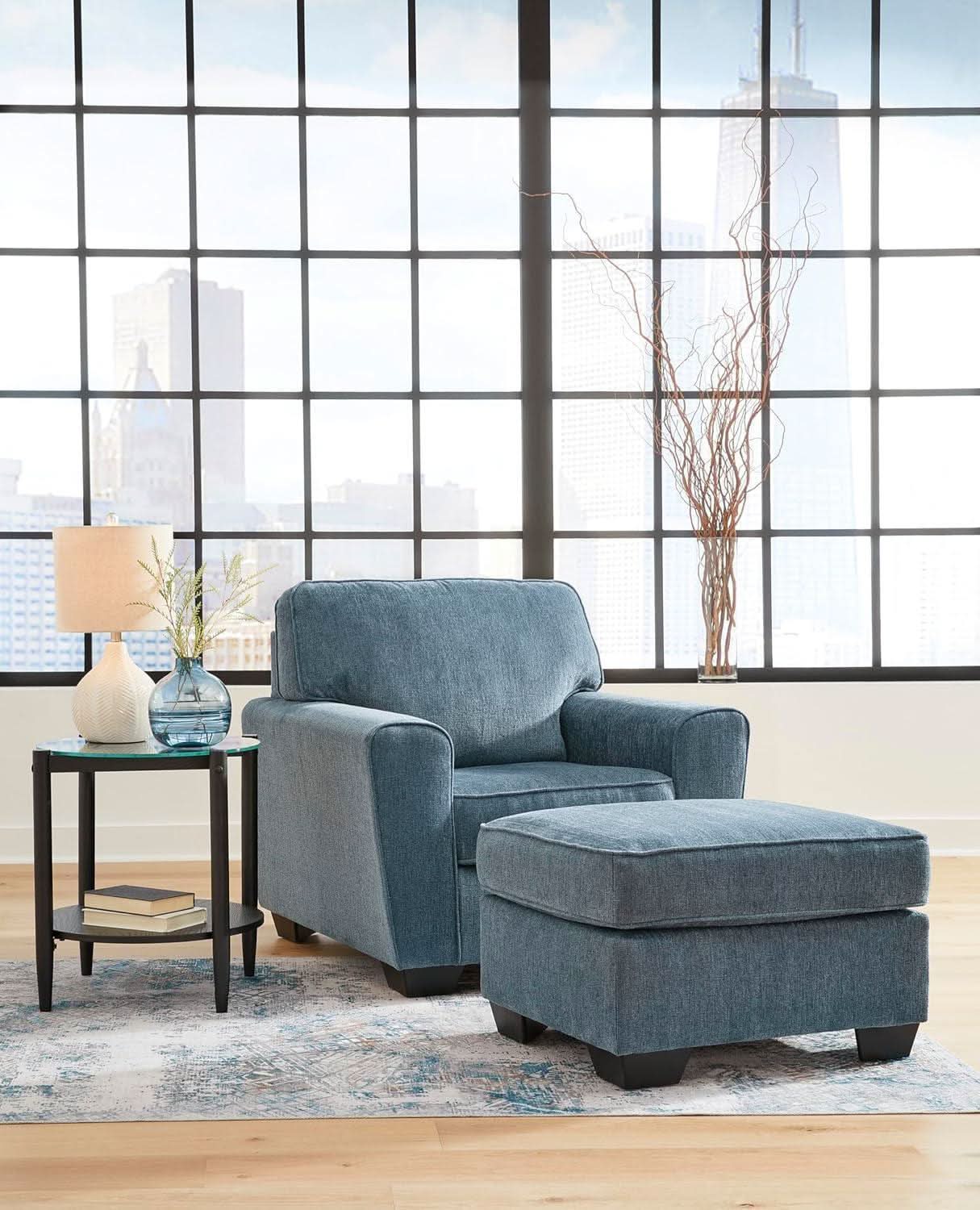 Modern Upholstered Accent Chair In Blue For Living Room