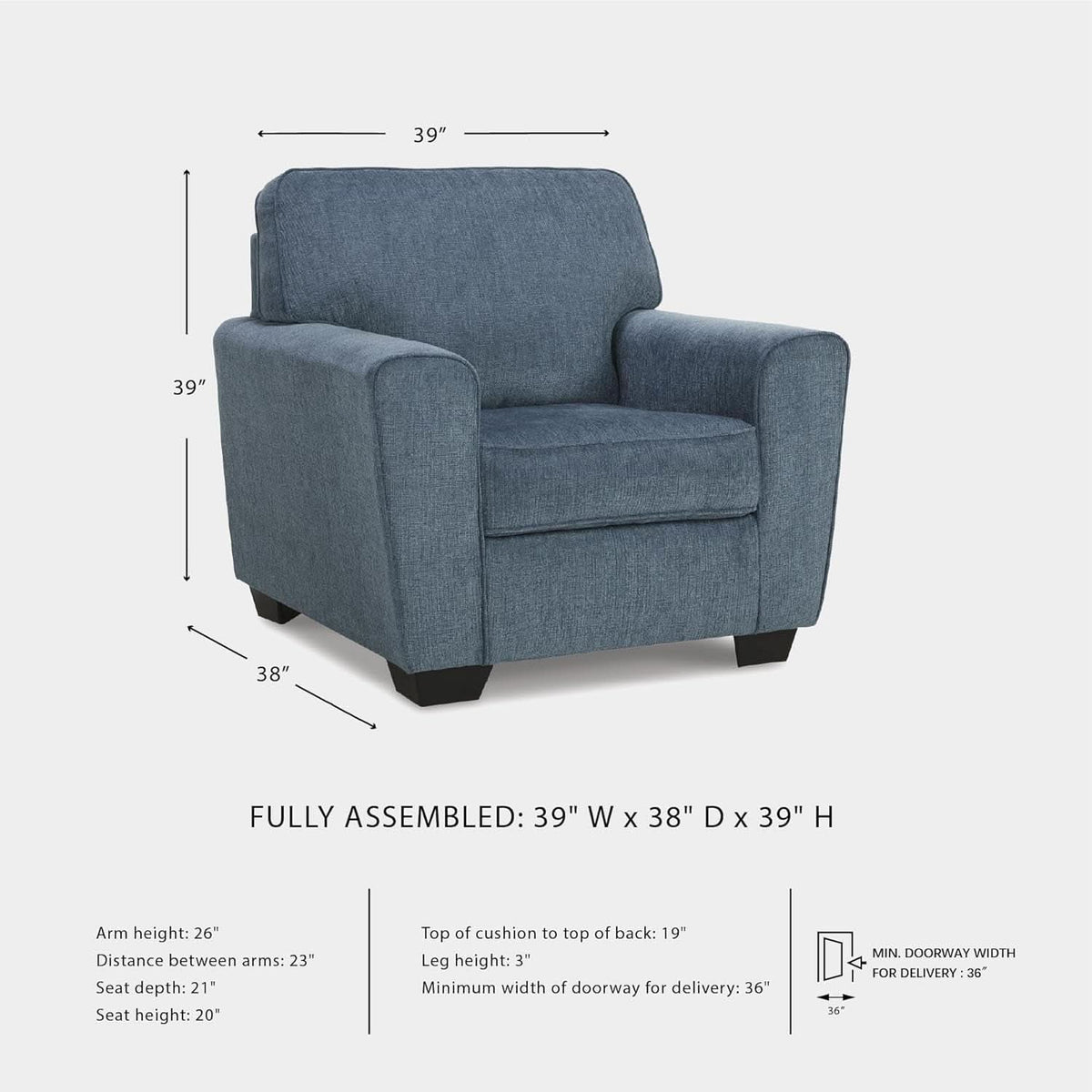 Modern Upholstered Accent Chair In Blue For Living Room