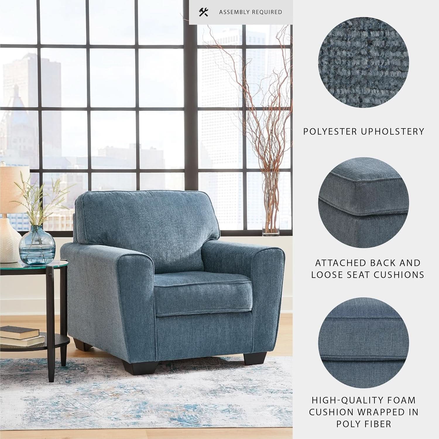 Modern Upholstered Accent Chair In Blue For Living Room
