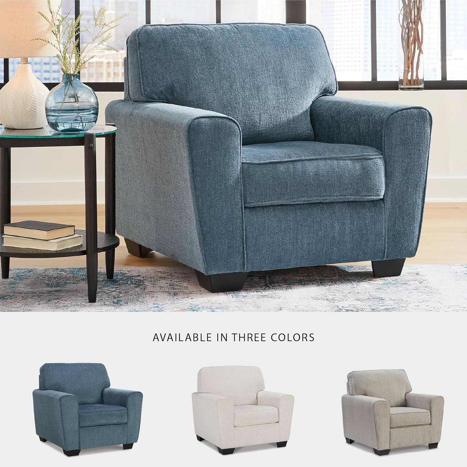 Modern Upholstered Accent Chair In Blue For Living Room