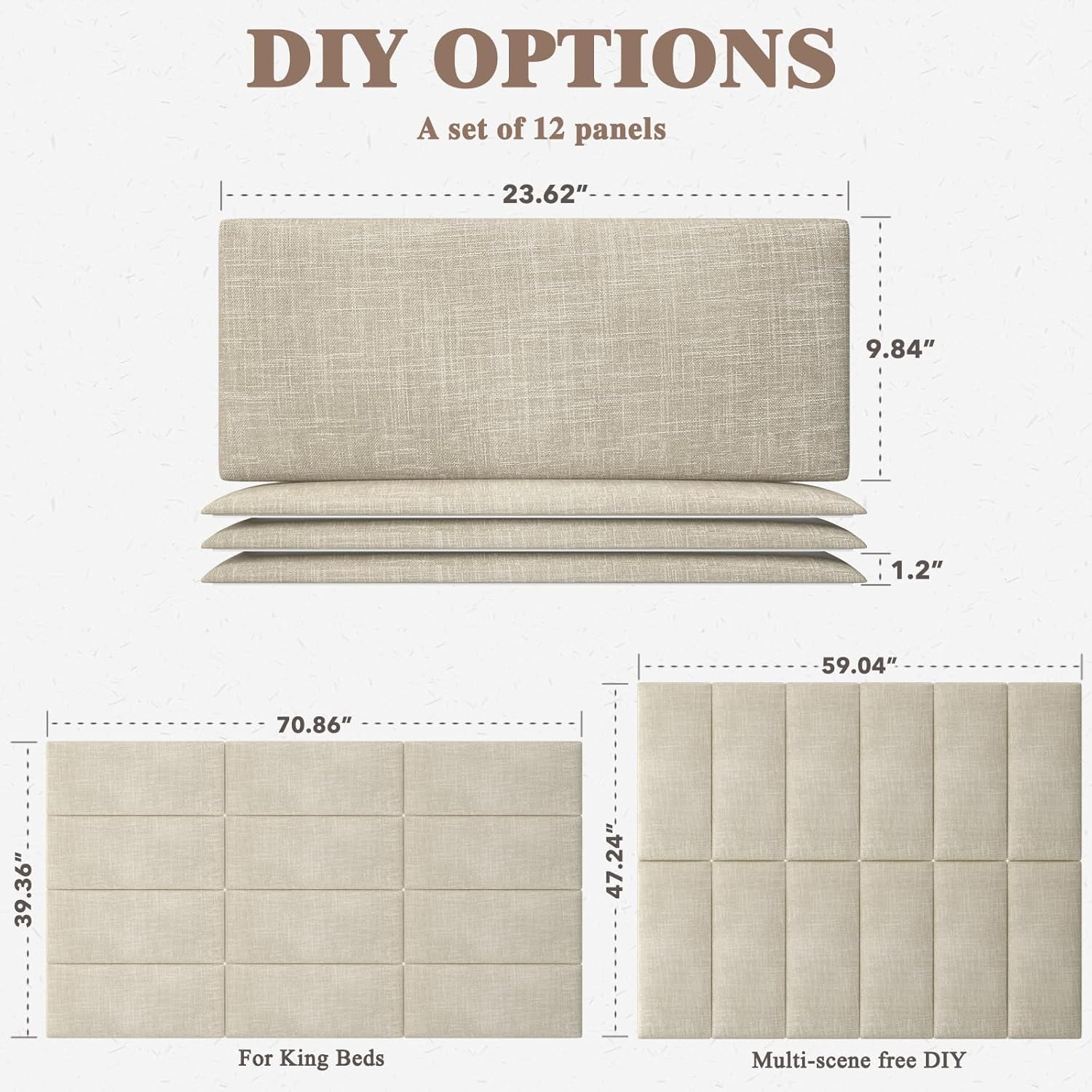 Modern Upholstered King Headboard Wall Panels Easy Installation