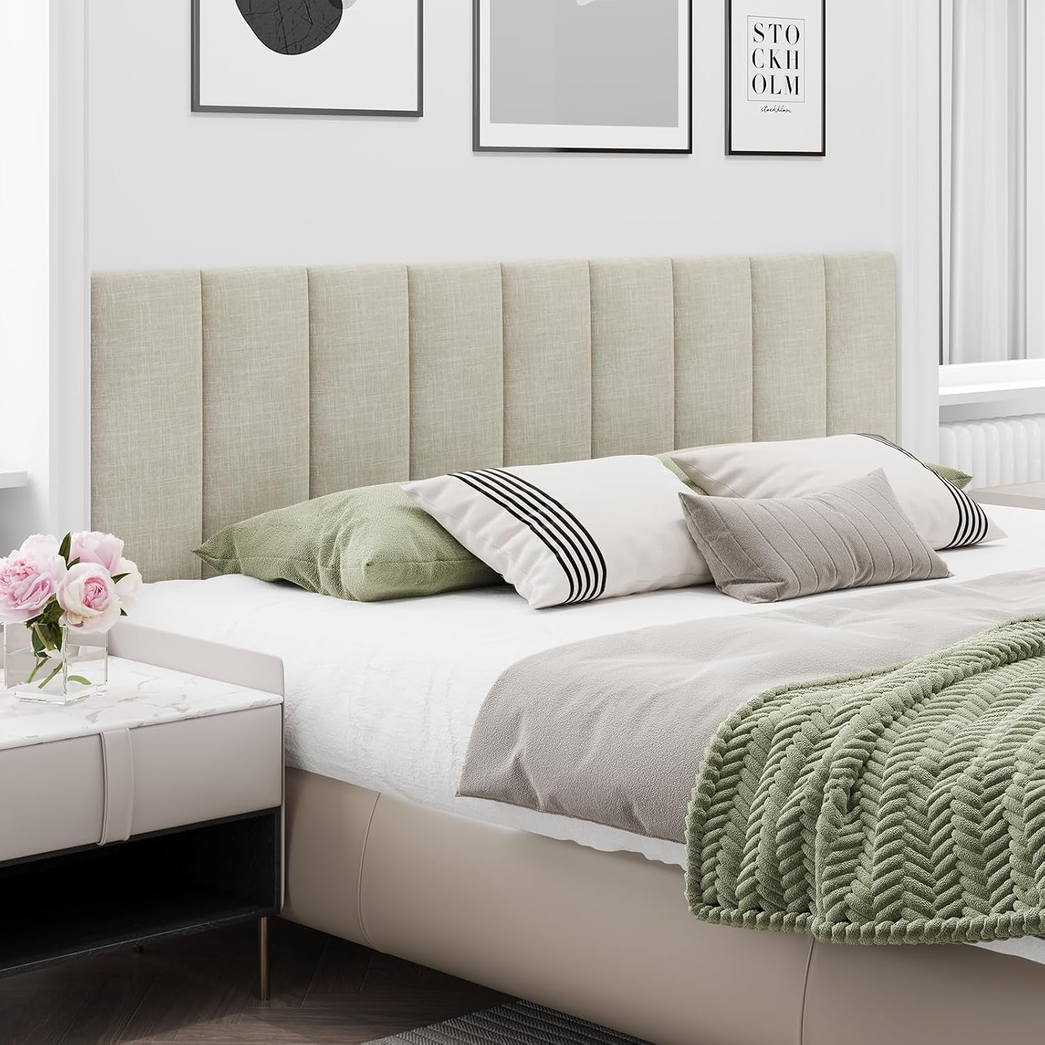 Modern Upholstered King Headboard Wall Panels Easy Installation